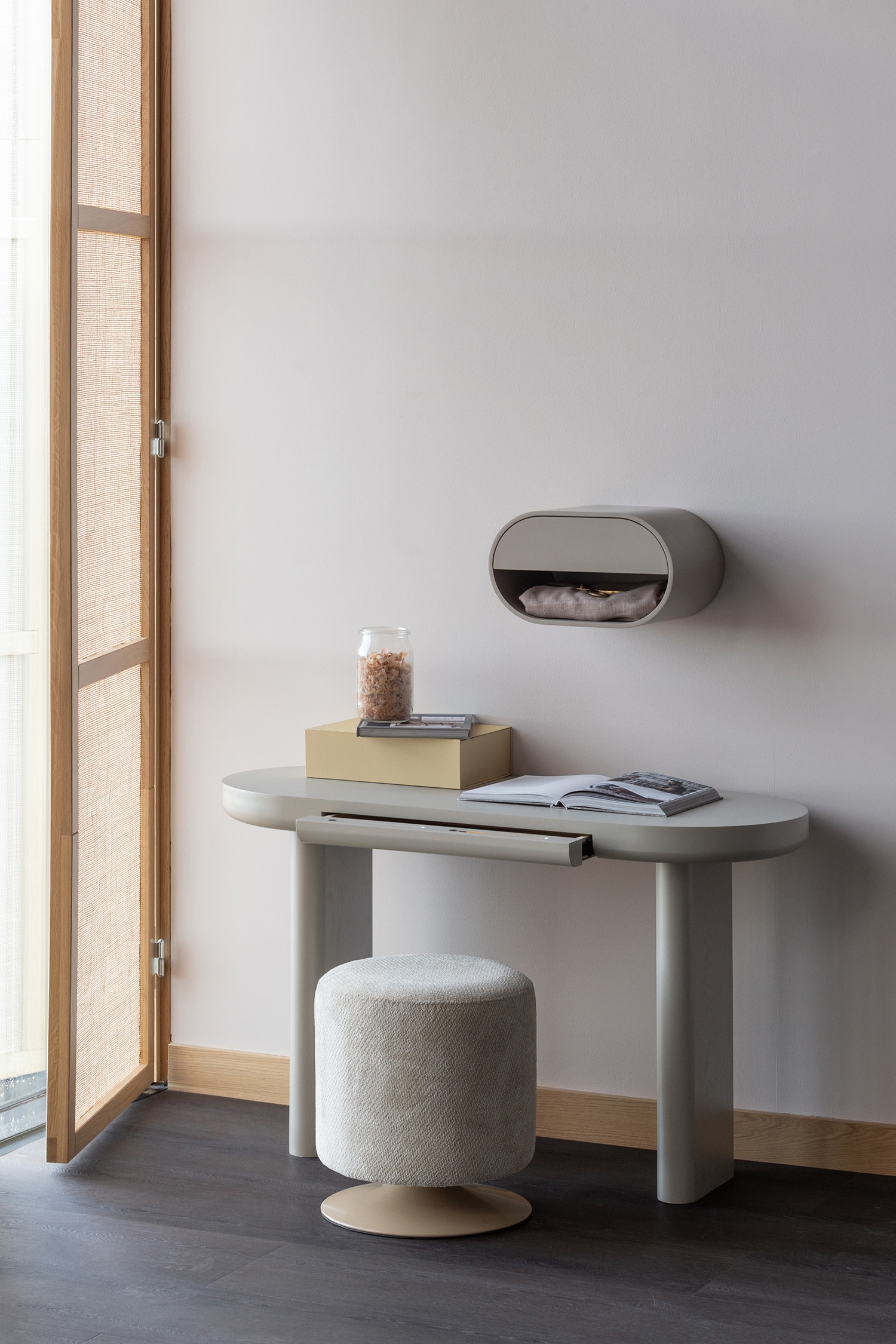Pouf Islen - Naturel/Rouge/Marron
