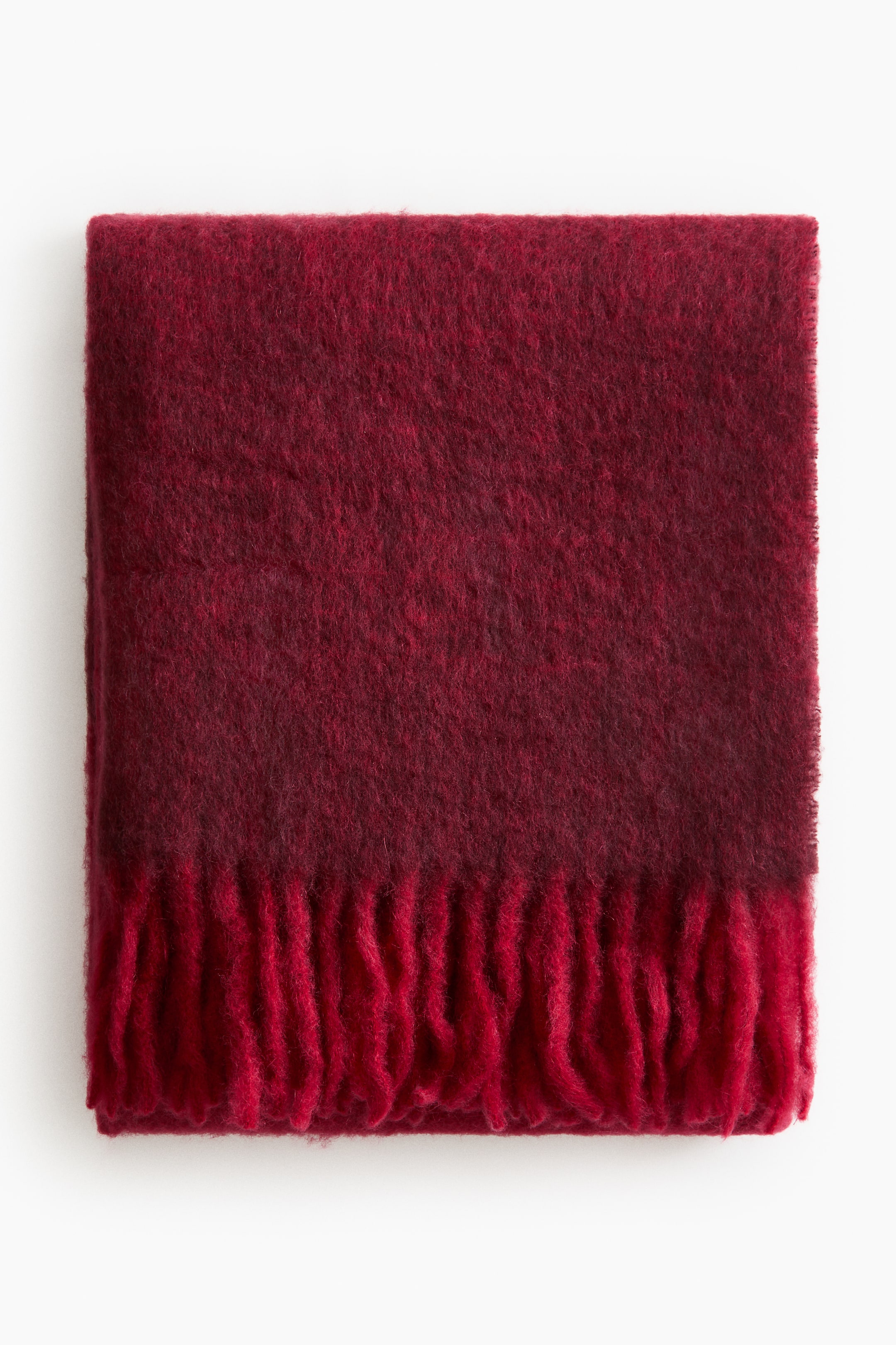View larger image: Mohair-Blend Throw with Fringe - Red - Home All | H&M US 1
