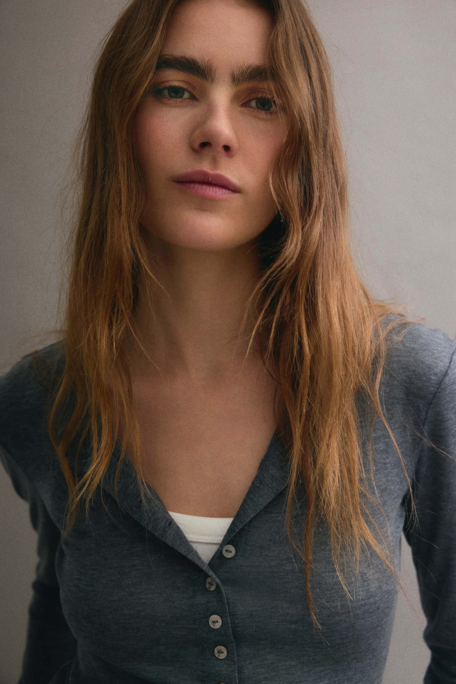 קרדיגן שקוף - אפור כהה מלאנז'/בז' כהה/ירוק כהה - 5