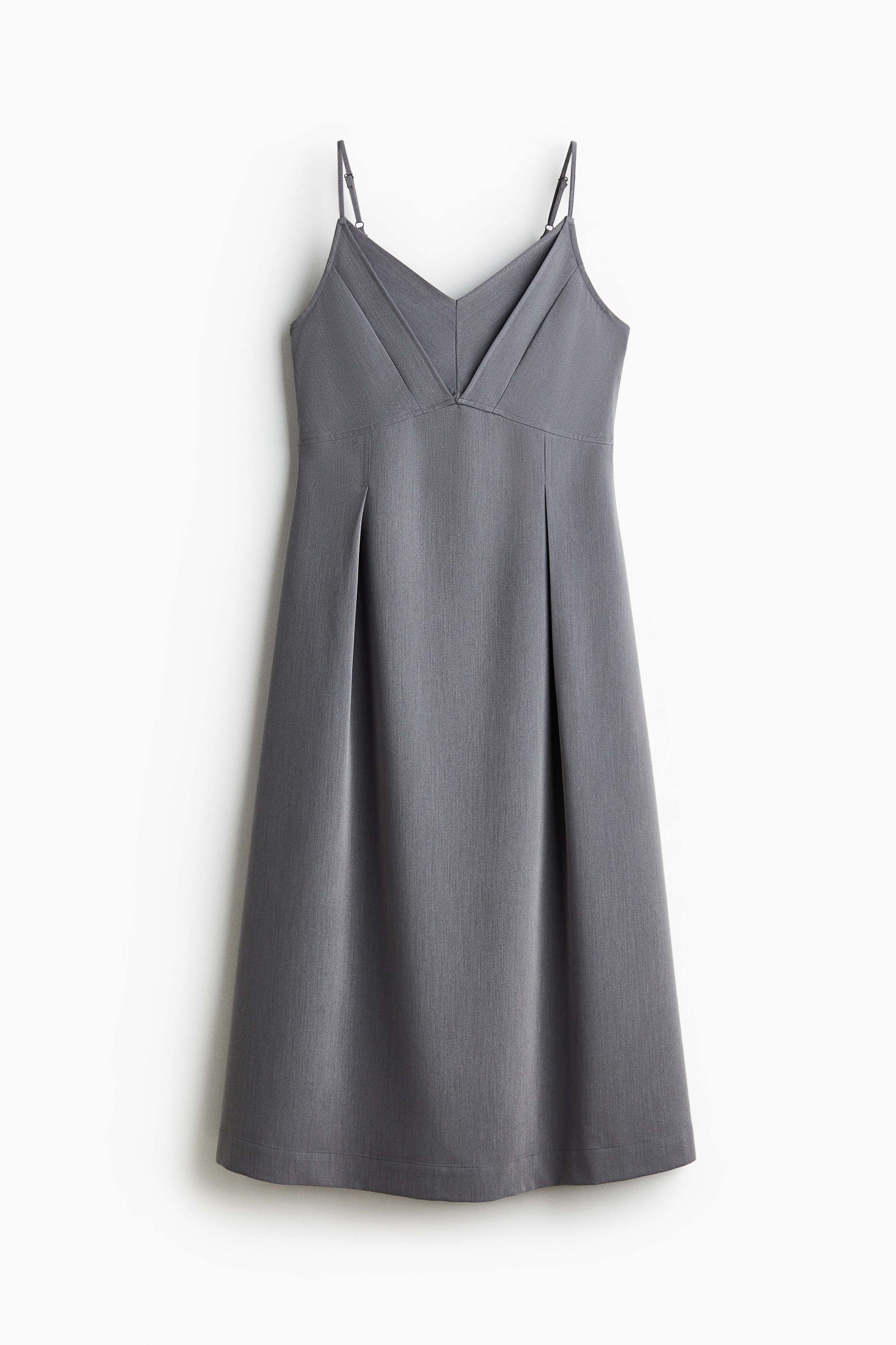 V넥 스트랩 드레스 - 그레이