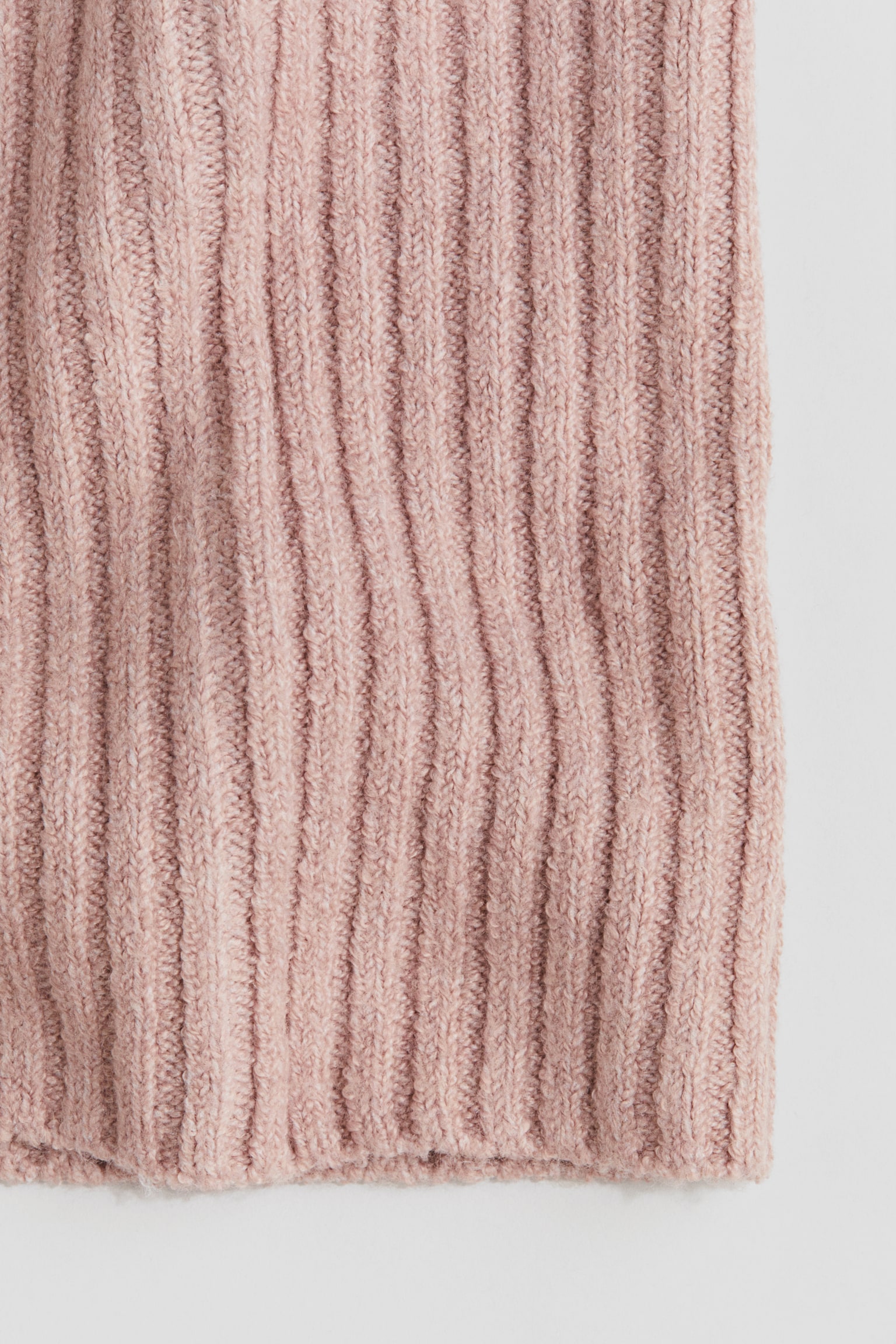 Rib-knit tube scarf - Light dusty pink/Cream - 2