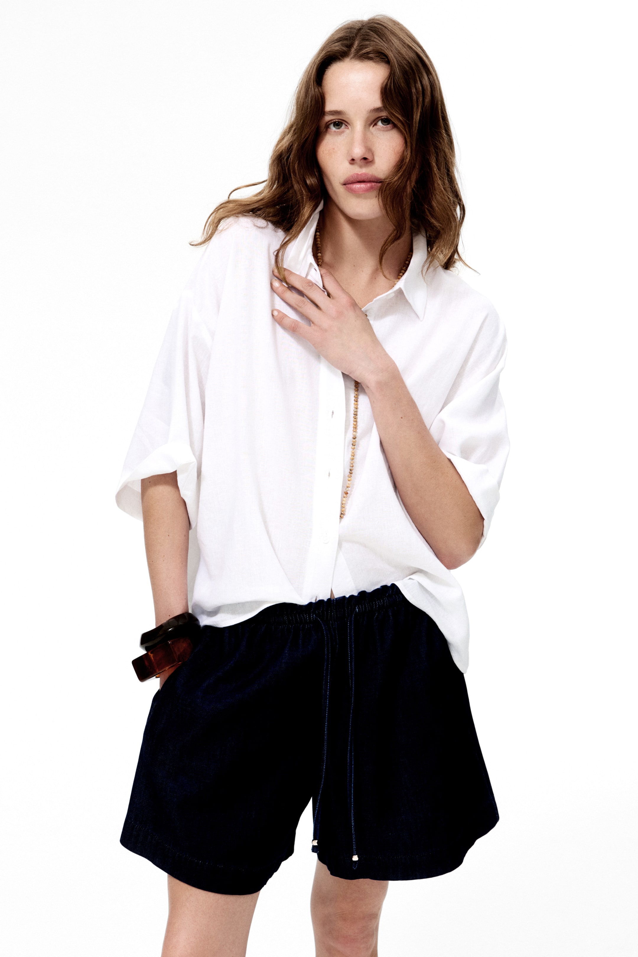View larger image: Denim drawstring shorts - Dark denim blue - Ladies | H&M 1