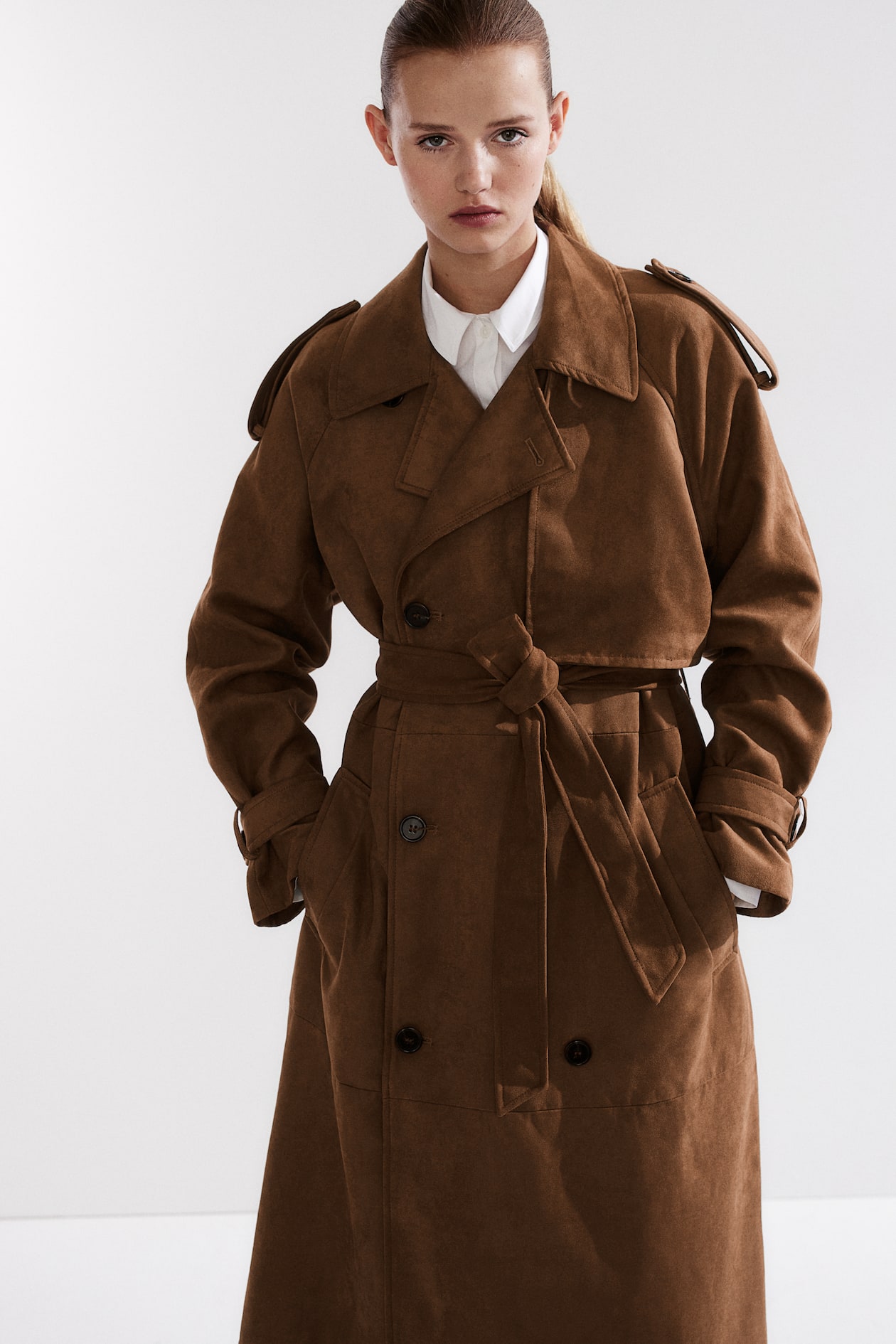 Napped Trench Coat - Brown - Ladies | H&M US