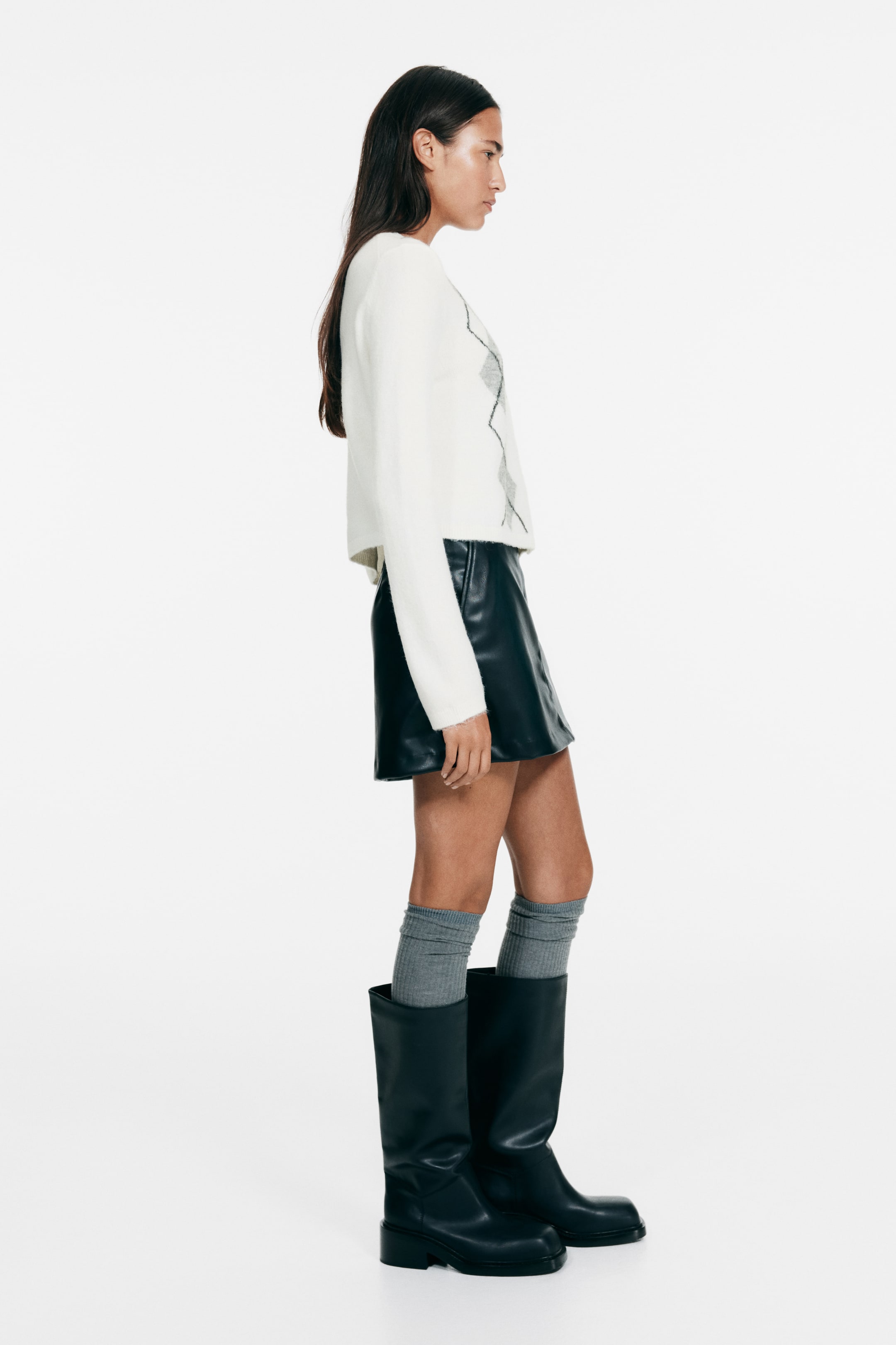 Zobraziť väčší obrázok: Žakárový pletený sveter - Biela/kosoštvorcový vzor - ŽENY | H&M SK 4