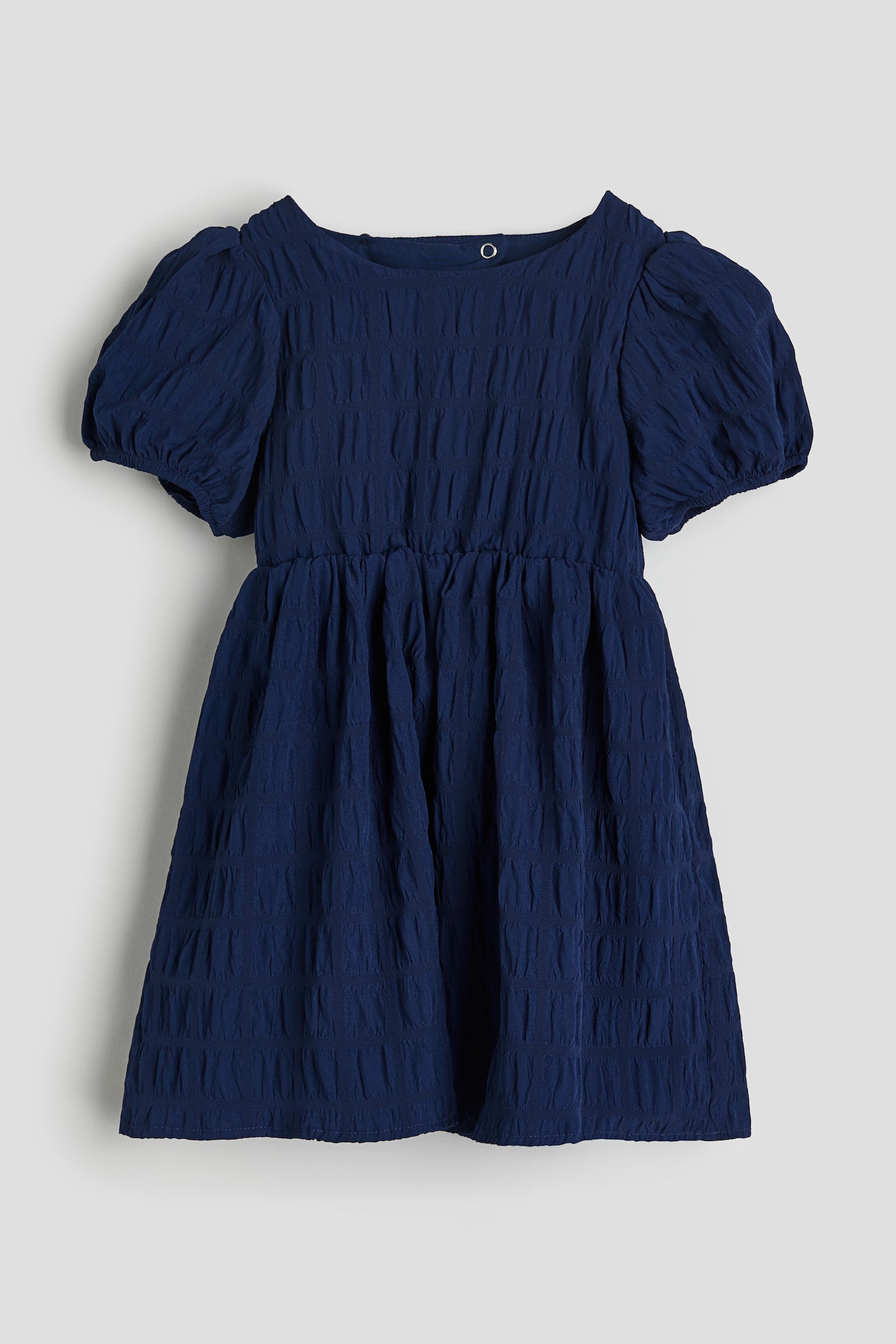 Puff-sleeved dress - Dark blue/Pink - 1