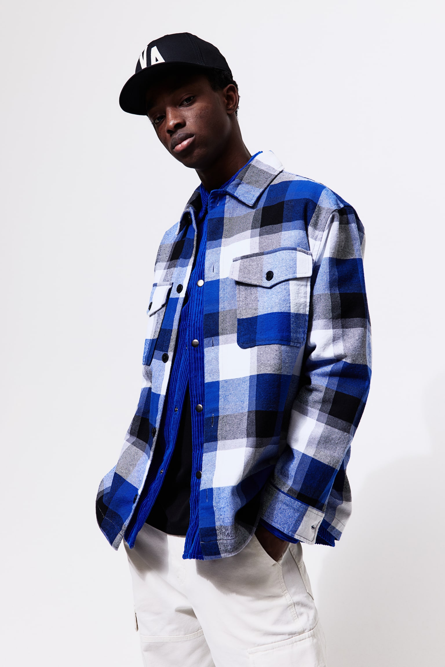 Loose Fit Twill overshirt - Blue/Checked - 6