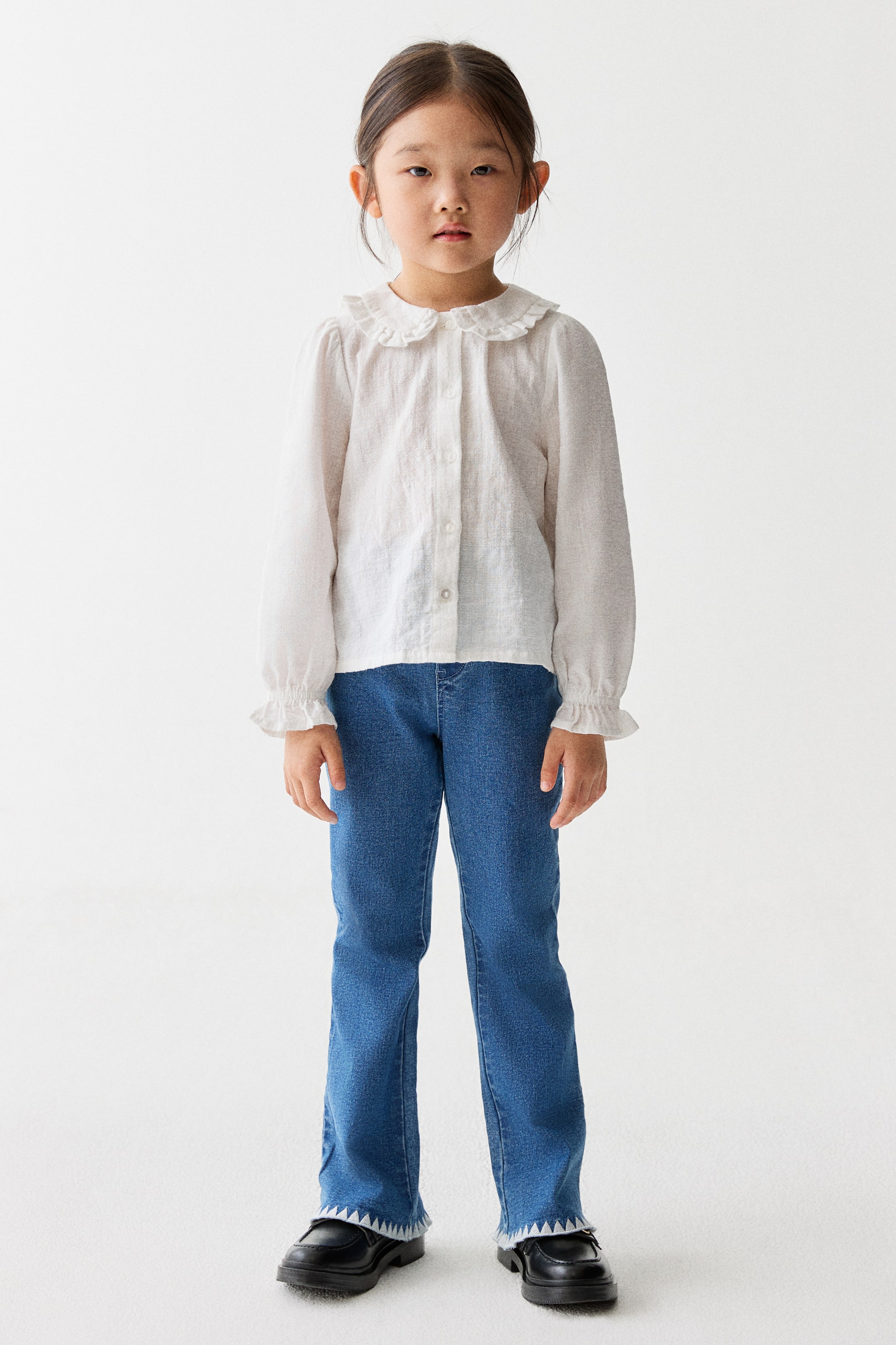 이미지 확대 보기: 엠브로이더리 디테일 플레어 제깅스 - Denim blue - Kids | H&M KR 2