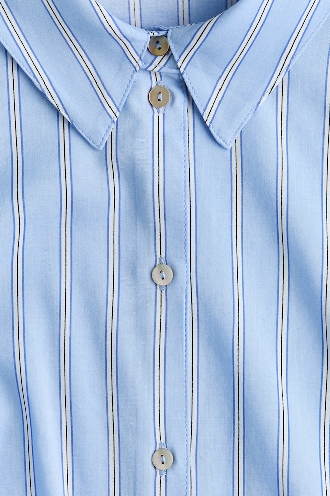 Blusenkleid mit Bindegürtel-Hellblau/Gestreift - 5