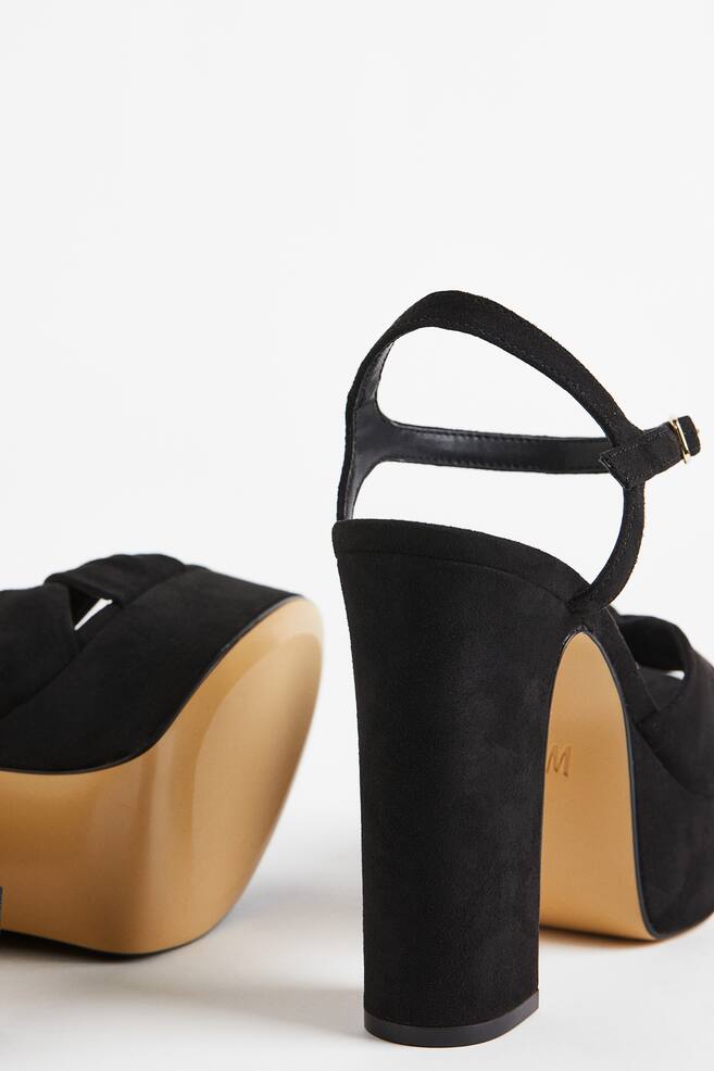 Knot-detail platform sandals - Black/Natural white - 6
