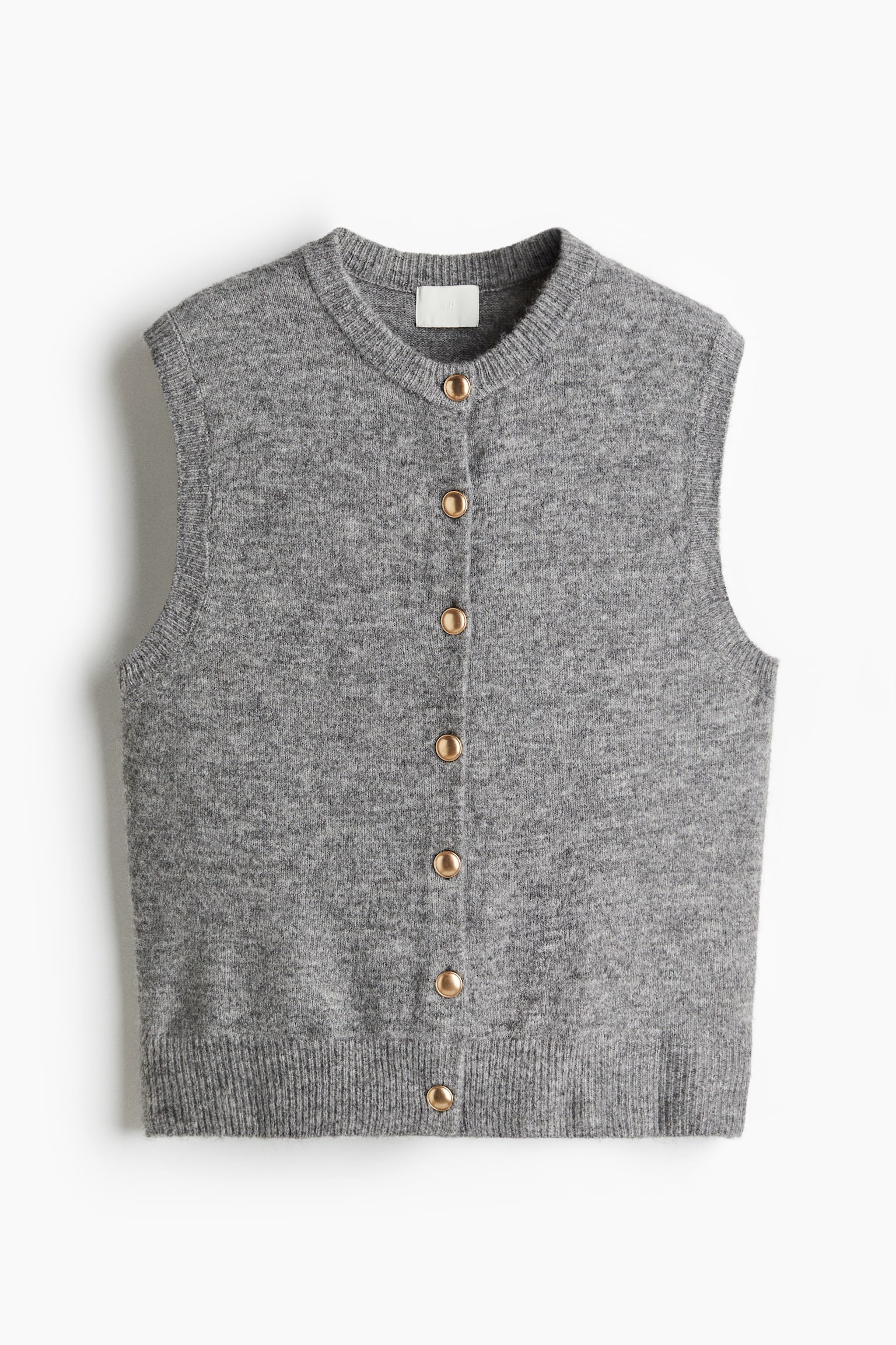 Женский жилет H&M Fine-Knit Vest, цвет: Серый меланжевый — фото 1