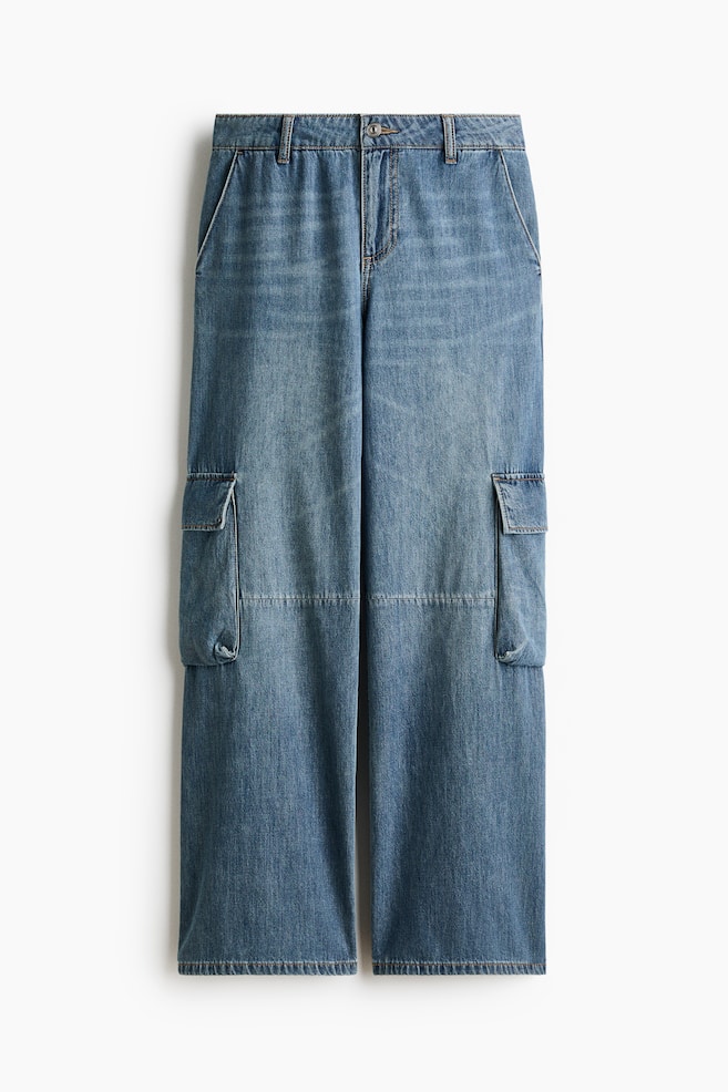 Wide Regular Waist Cargo Jeans - Denimblauw - 1