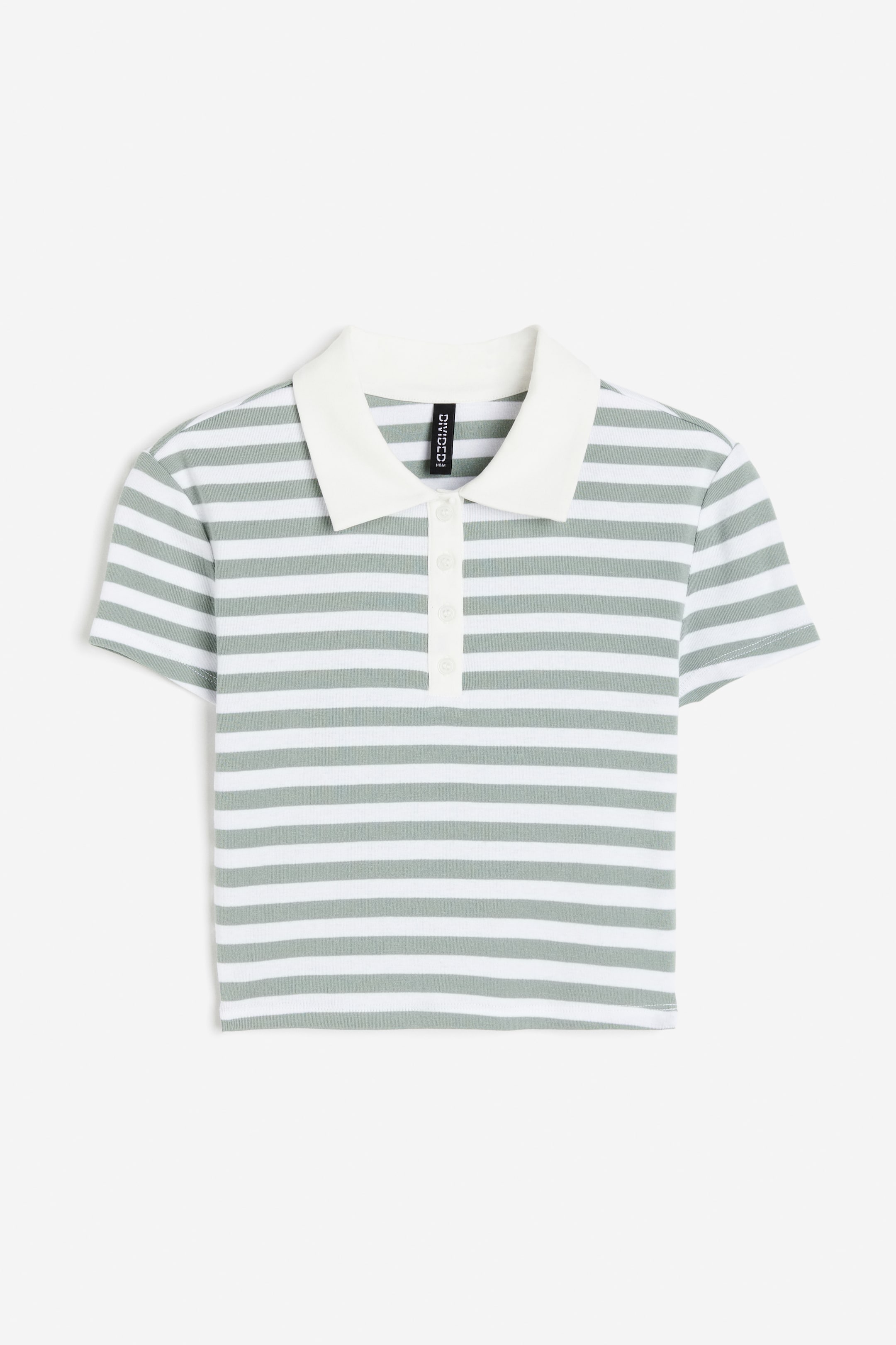 View larger image: Cropped Polo Shirt - Light green/Stripe - Ladies | H&M AU 1