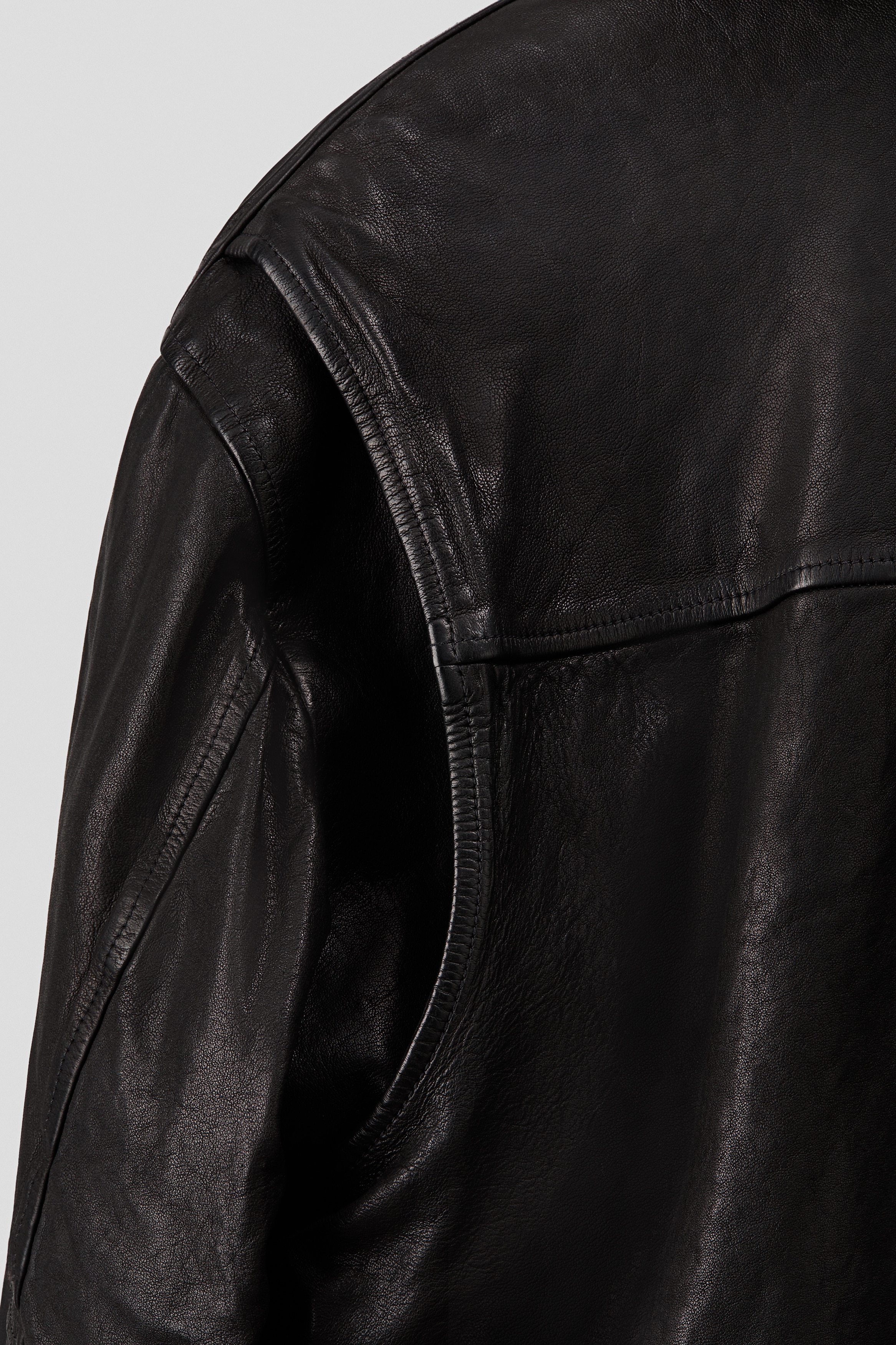 Men's Black Loose-Fit Leather Aviator Jacket | H&M US