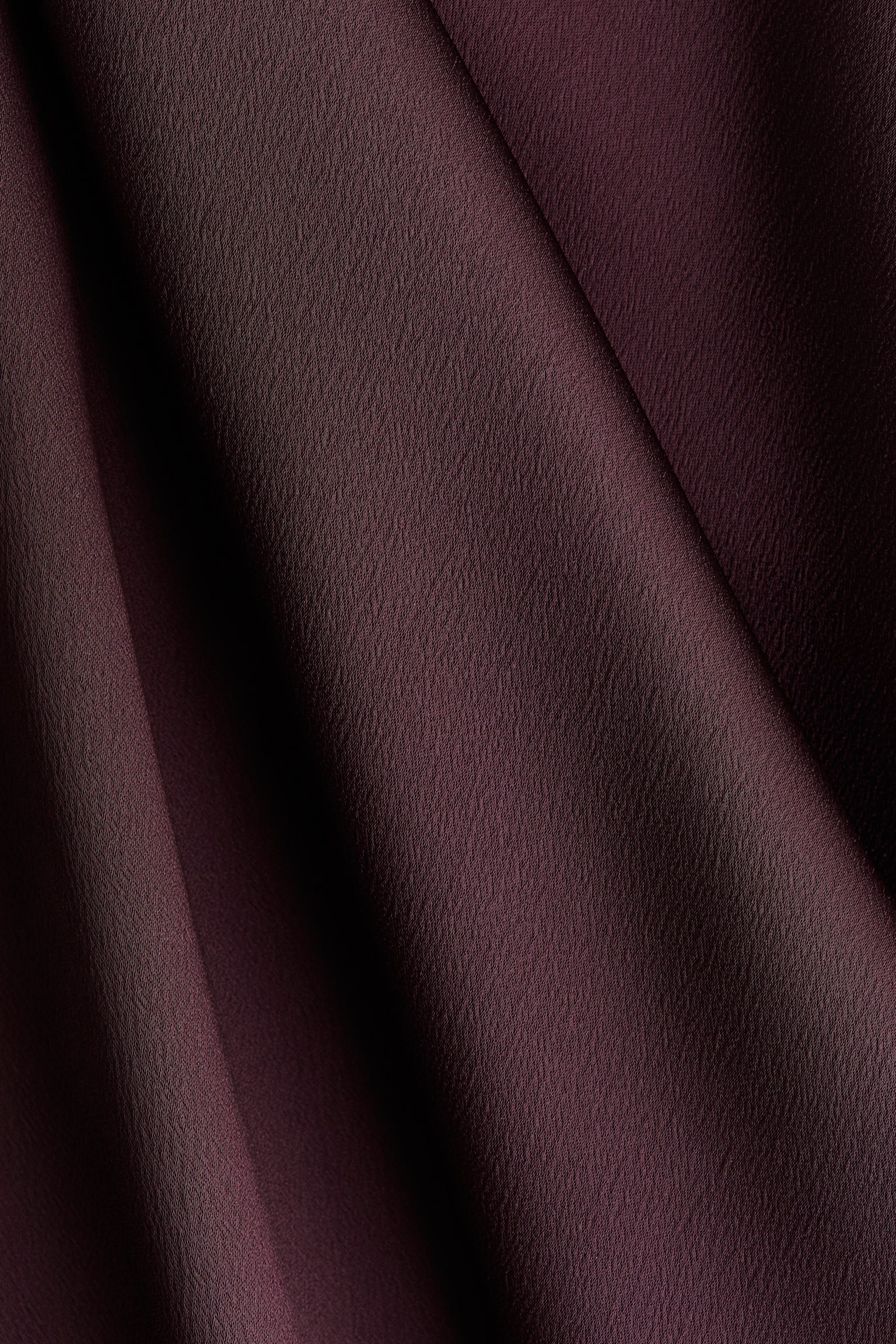 蕾絲飾邊綢緞洋裝 - 深梅紫色/米色 - 5