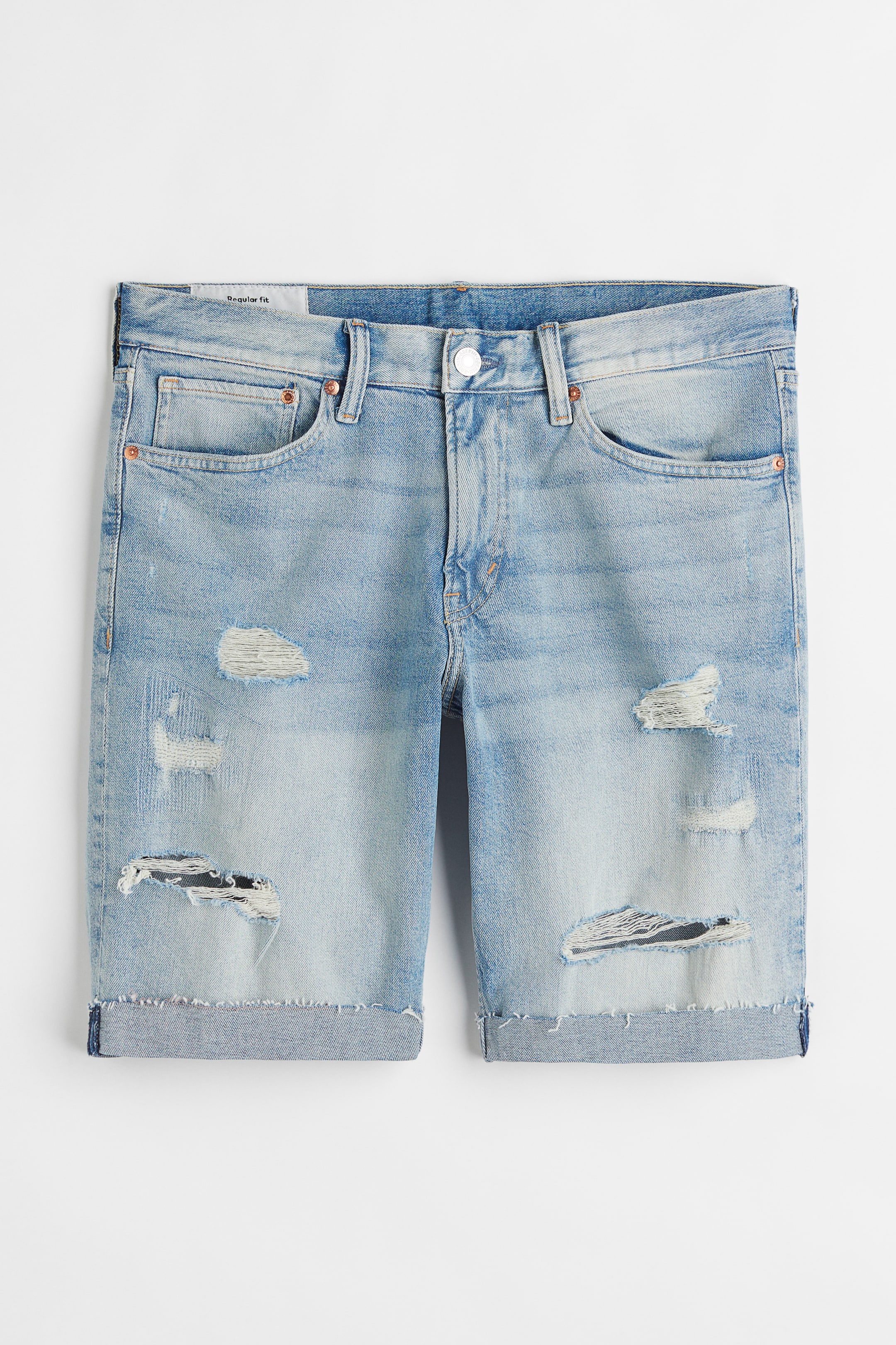 Regular Denim Shorts - Regular waist - Knee-length - Light denim blue ...