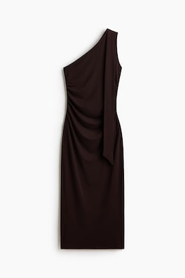 Draperad one shoulder-klänning