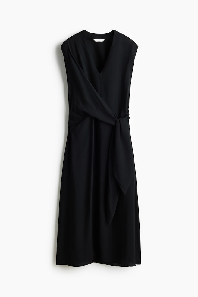 Vestido cruzado sin mangas - Negro/Rojo ciruela oscuro/Marrón/Estampado de leopardo - 1