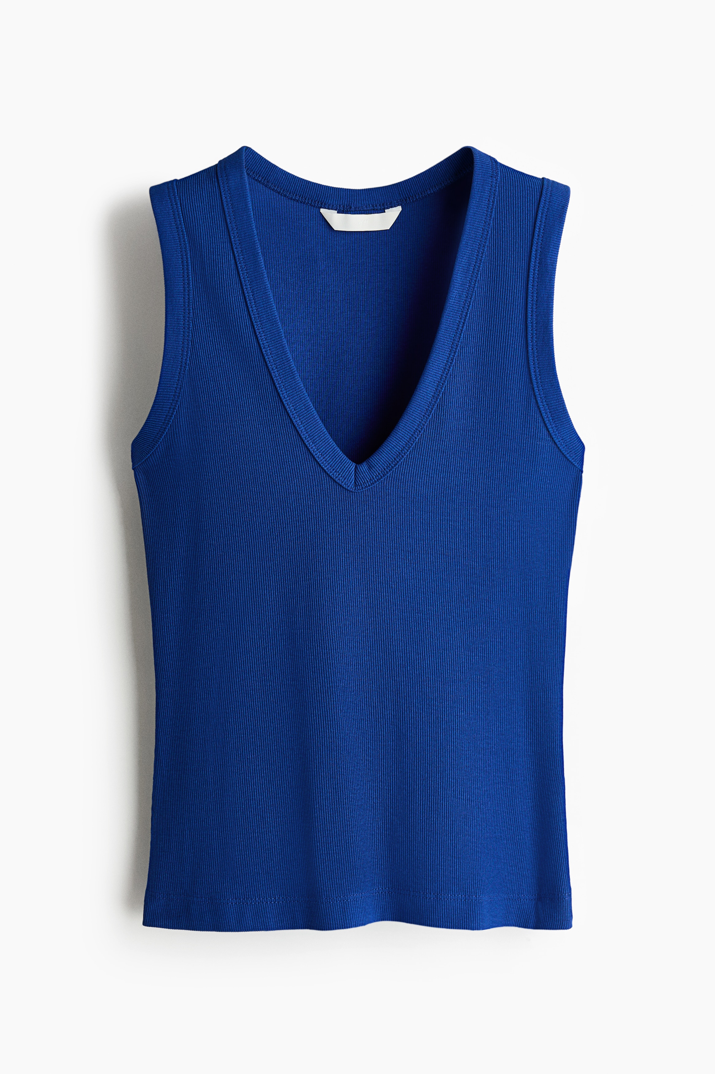 Ribbed vest top - Dark blue/Light dusty turquoise/White/Orange