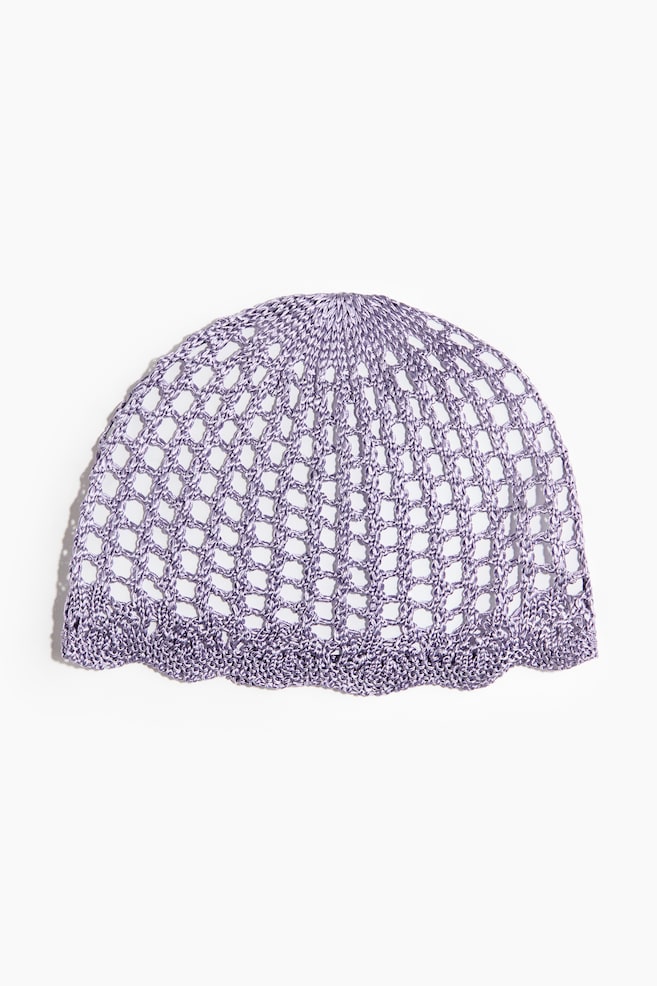 Crochet-Look Hat - Light purple/Light beige/Brown - 1