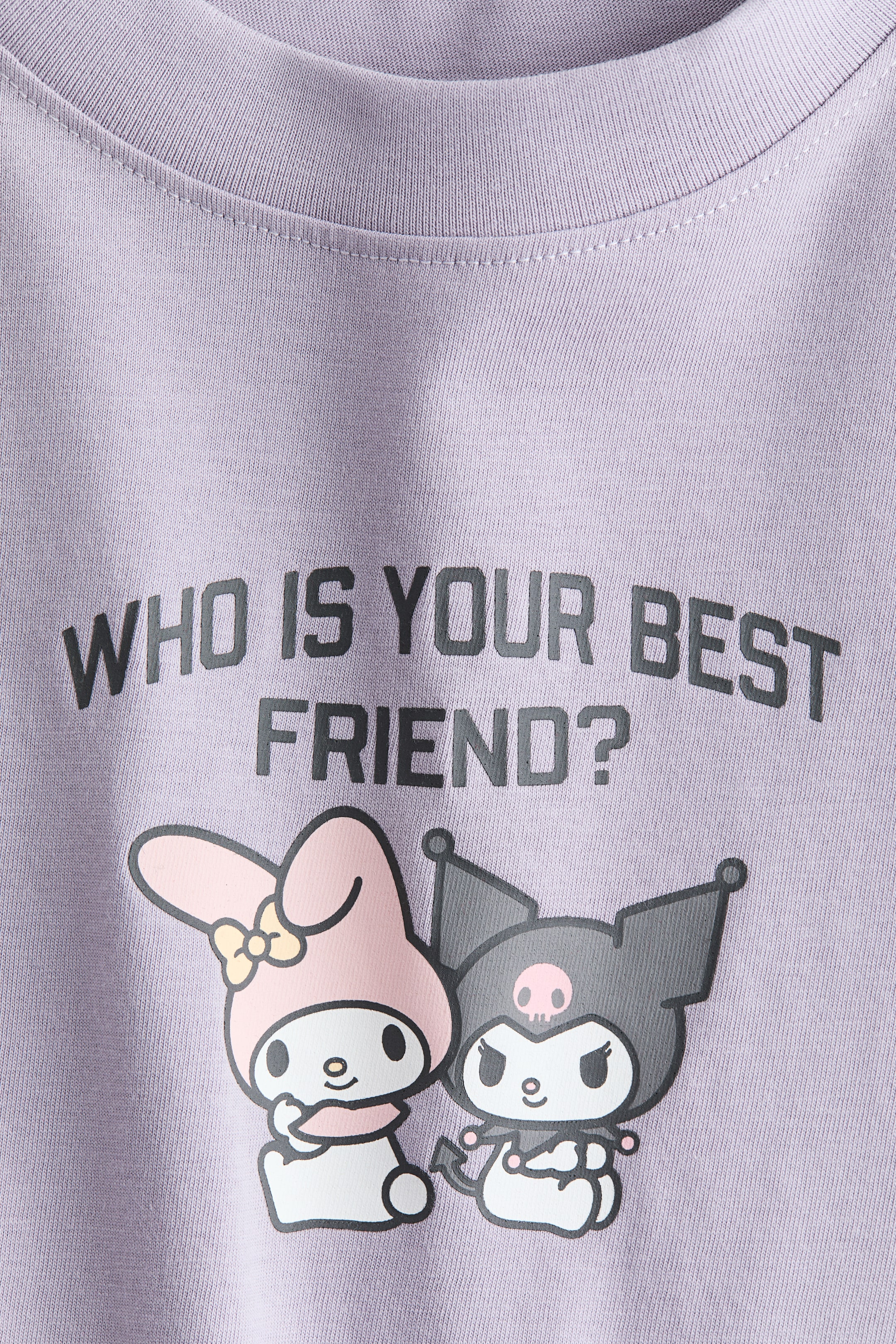 View larger image: Cotton T-Shirt with Printed Motif - Dusty purple/Kuromi - Kids | H&M US 2