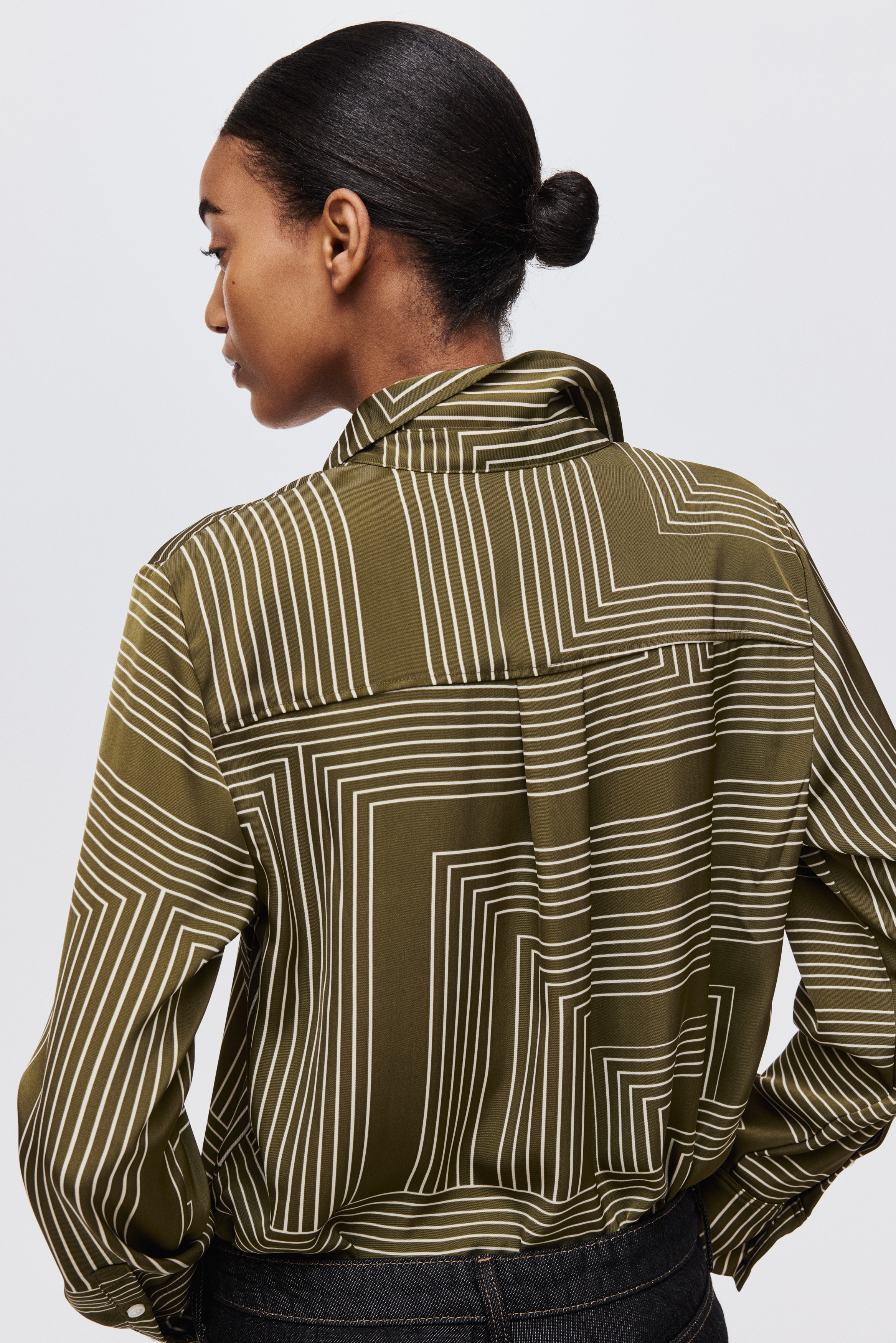 Femme - Shirt Vert kaki/motif - Size: XL  - H&M