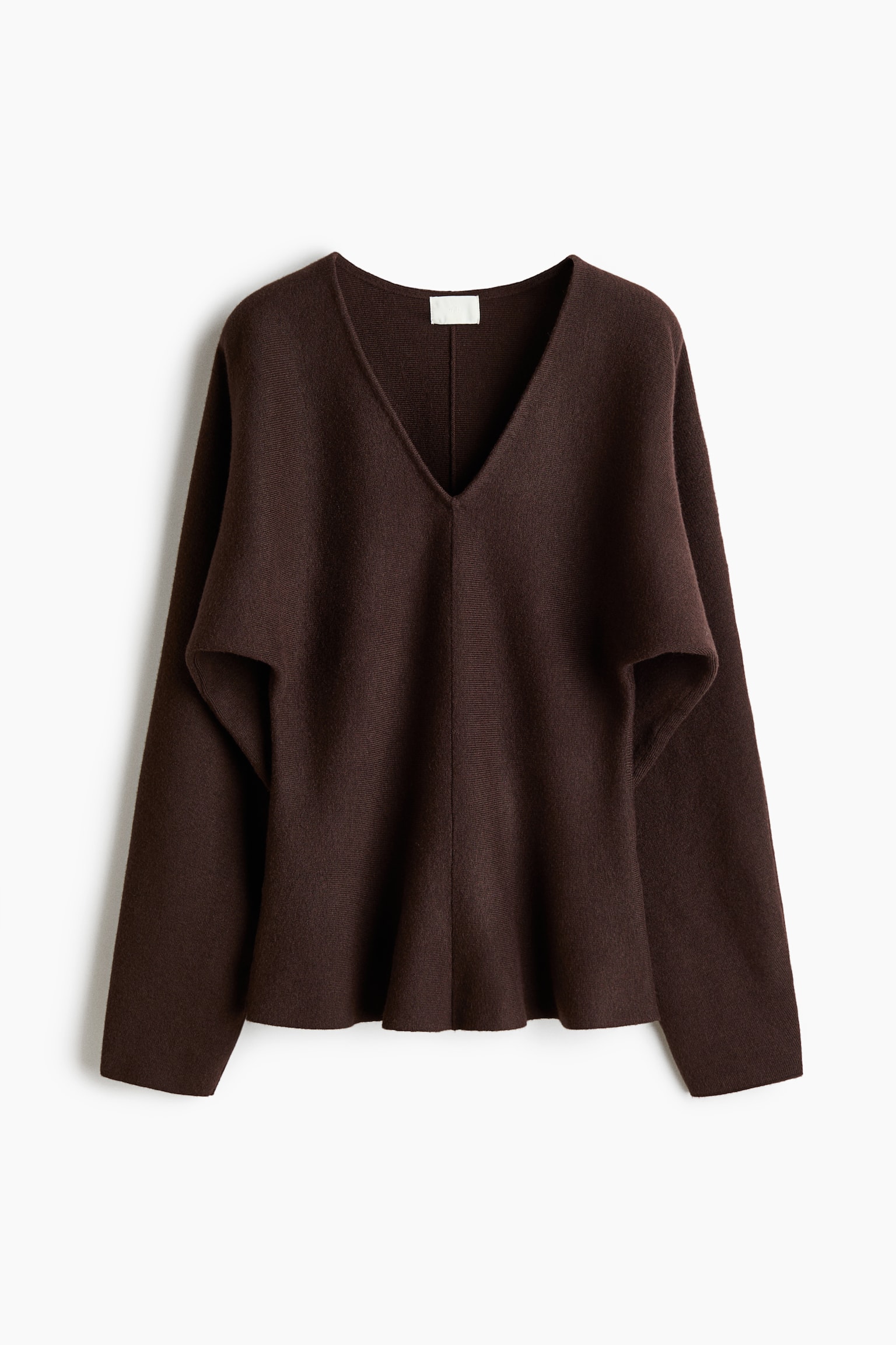 Knitted V-neck top - Tmavě hnědá/Světle béžová - 1