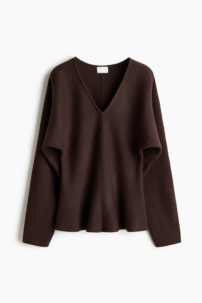 Top in maglia con scollo a V - Marrone scuro/Beige chiaro/Grigio scuro/Rosso acceso/Beige chiaro - 1