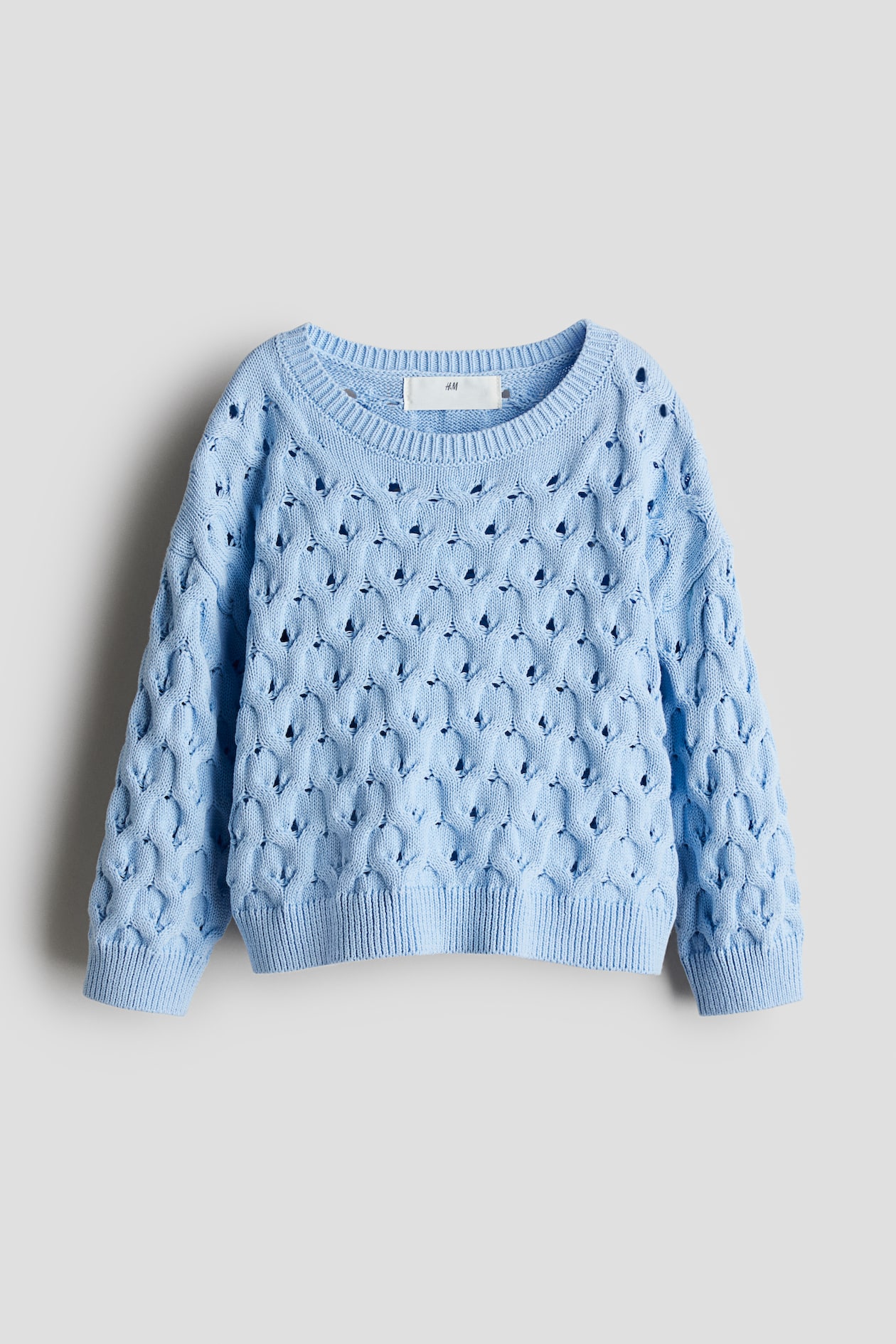 Hole-knit jumper Light blue Kids H&M