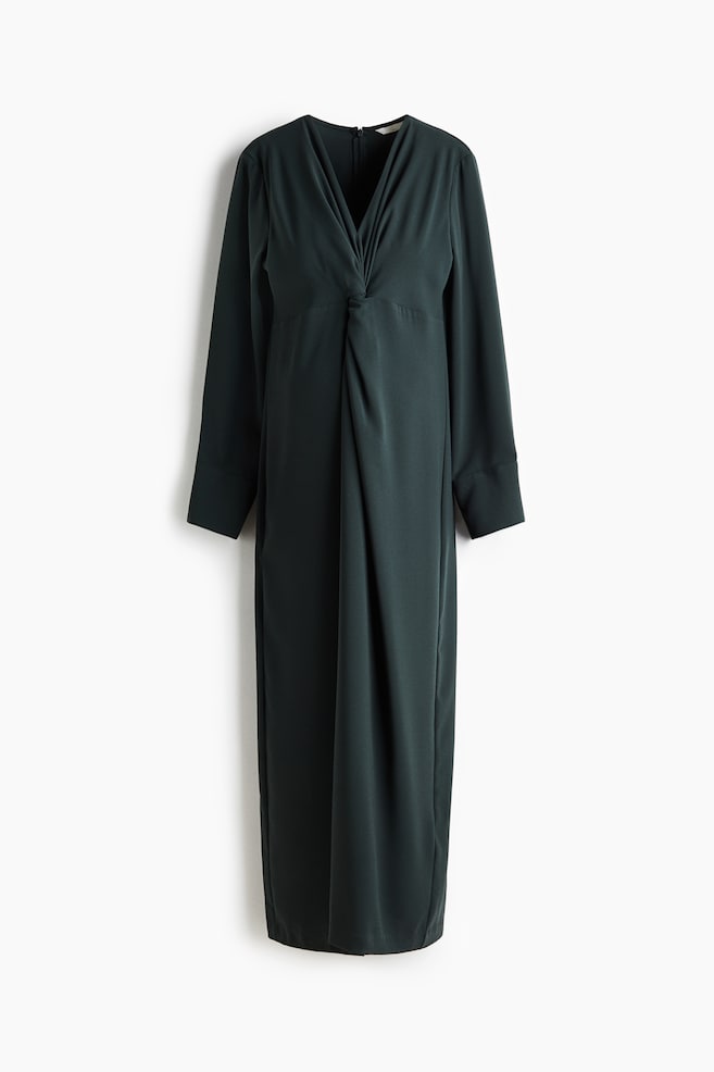 MAMA Robe à effet drapé - Vert foncé/Rouge - 1