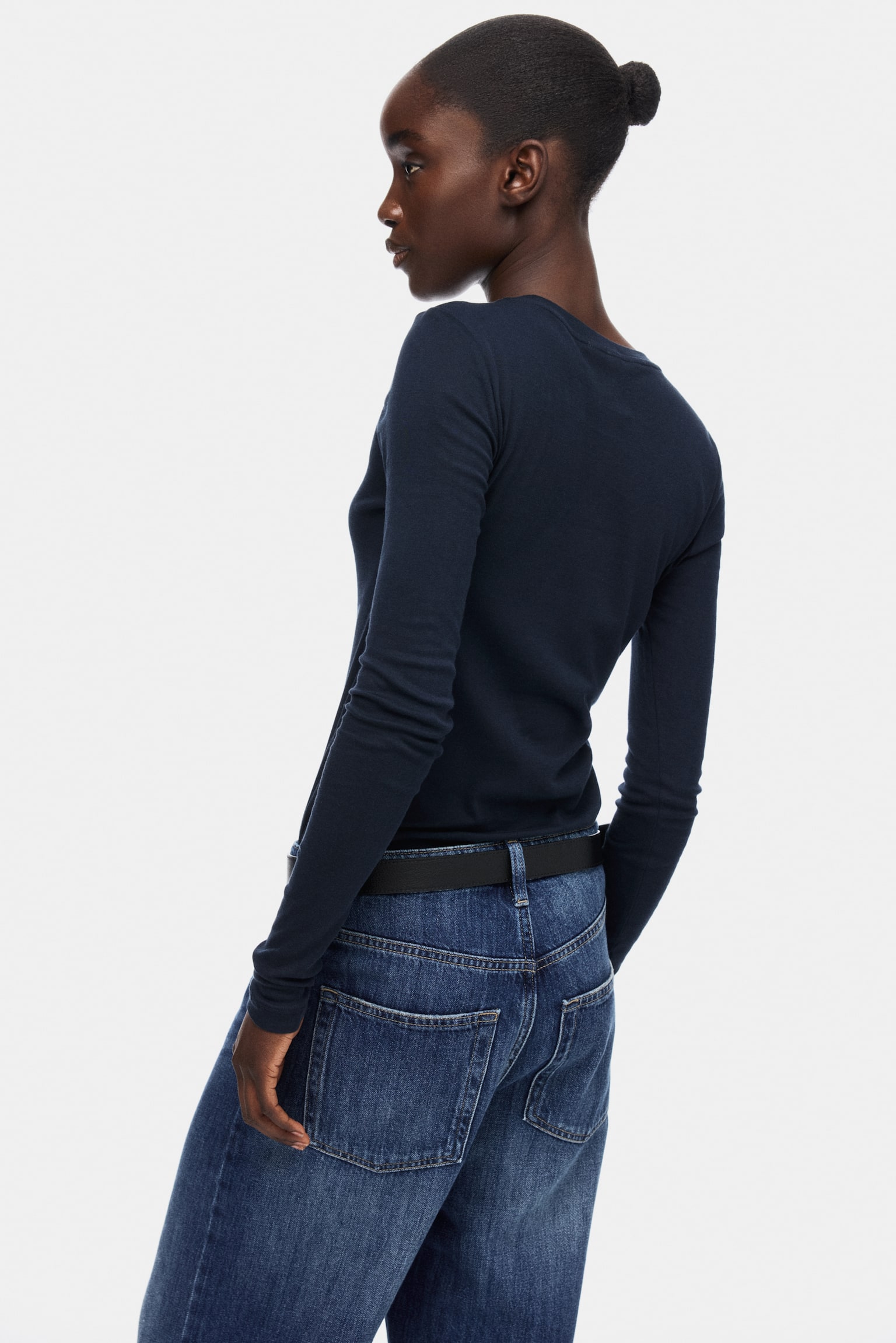Pima cotton jersey top - Navy blue/Black/Brown/Light beige/Dark dusty pink/Pale yellow/White/Beige/Dark khaki green - 6