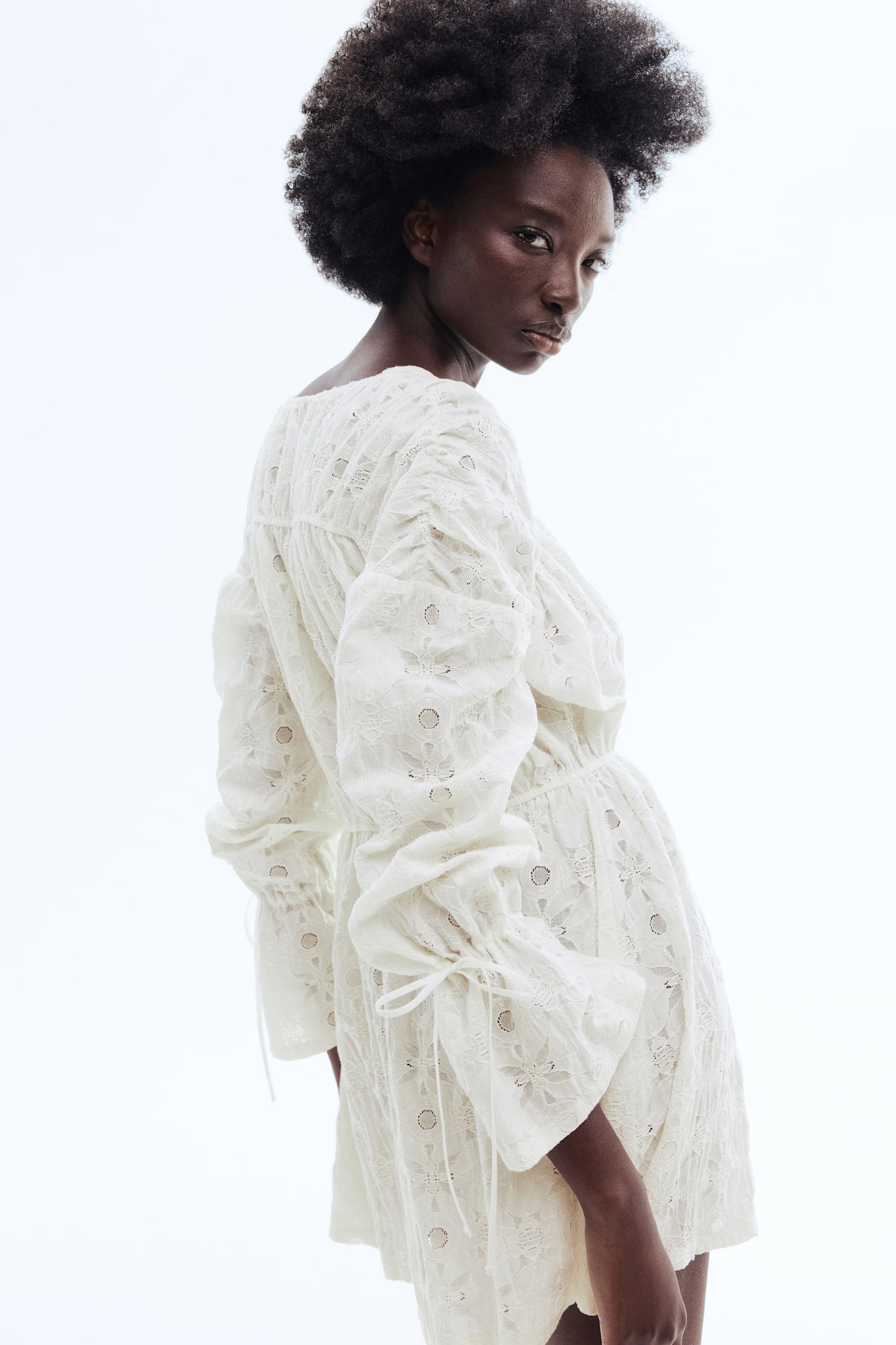 Lace mini dress - White - 1