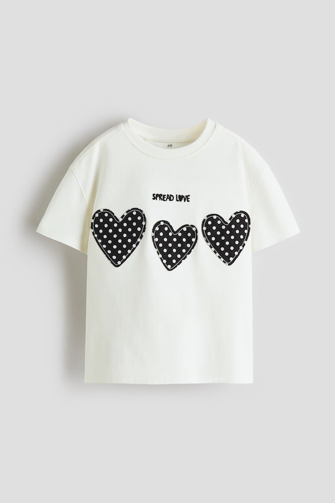 Appliquéd cotton T-shirt - Ivory/Spread love/Ivory/New York/White/Navy blue striped/Coral pink/Le Marais - 1