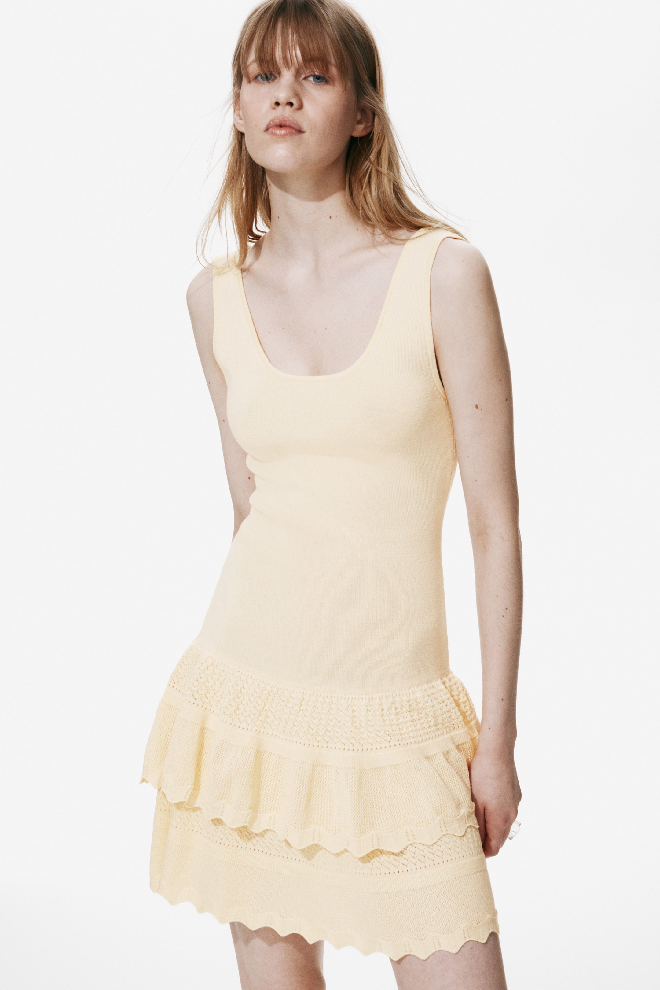 View larger image: Tiered-skirt dress - Light yellow - Ladies | H&M 1