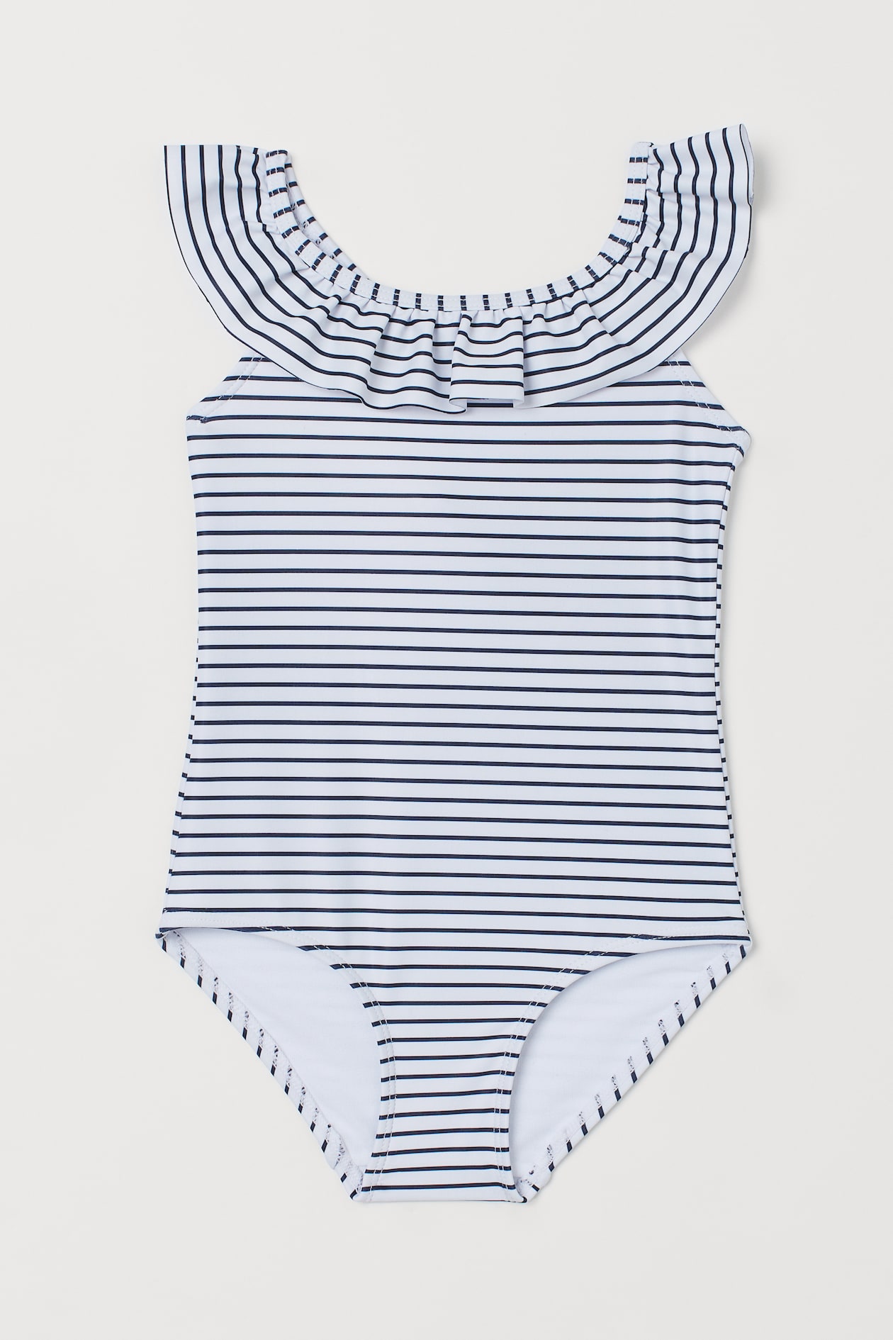 Ruffle-trimmed Swimsuit - White/blue striped - Kids | H&M US