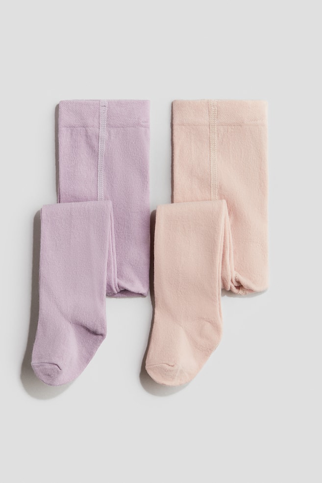 2-pack Tights - Light purple/light pink/White/Beige melange/Light pink/white/Gray/light gray/Beige/light beige - 1