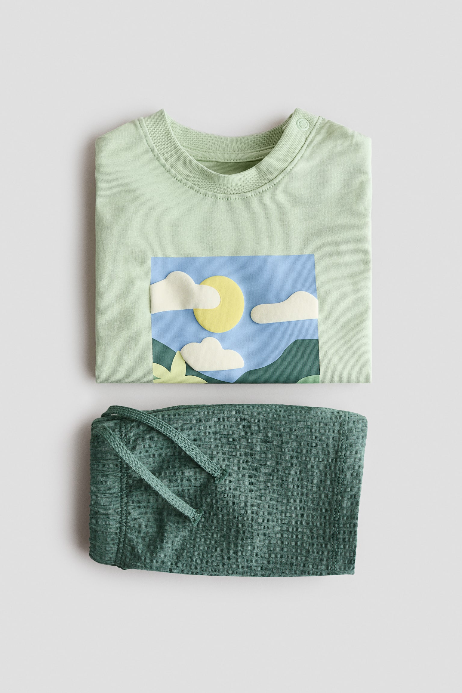 סט 2 חלקים מג'רזי כותנה - ירוק בהיר/מכונית - 3