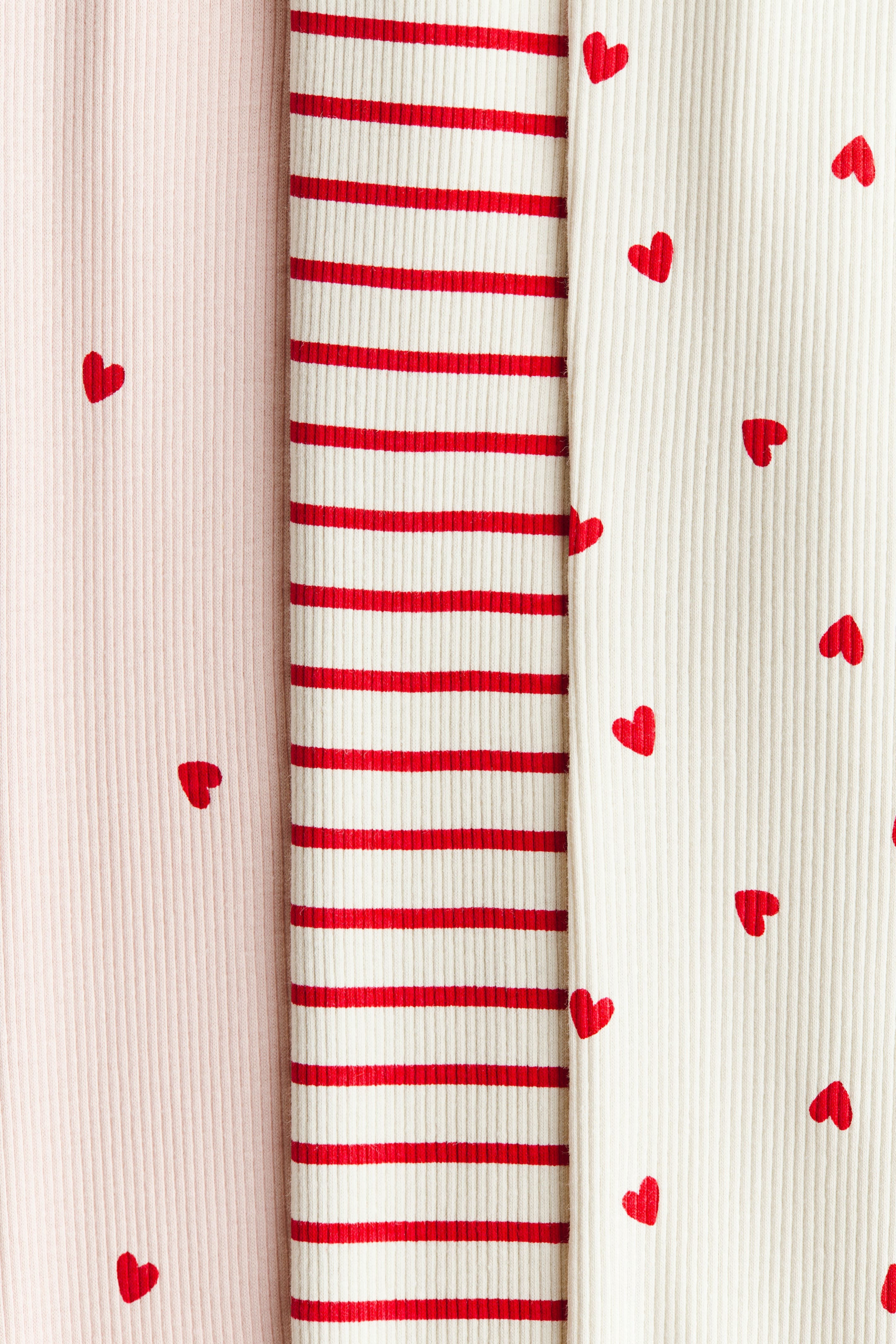 Büyük resmi görüntüle: 3'lü Pamuklu ve Ribanalı Tayt - Açık bej/Kalpler - ÇOCUK | H&M TR 2