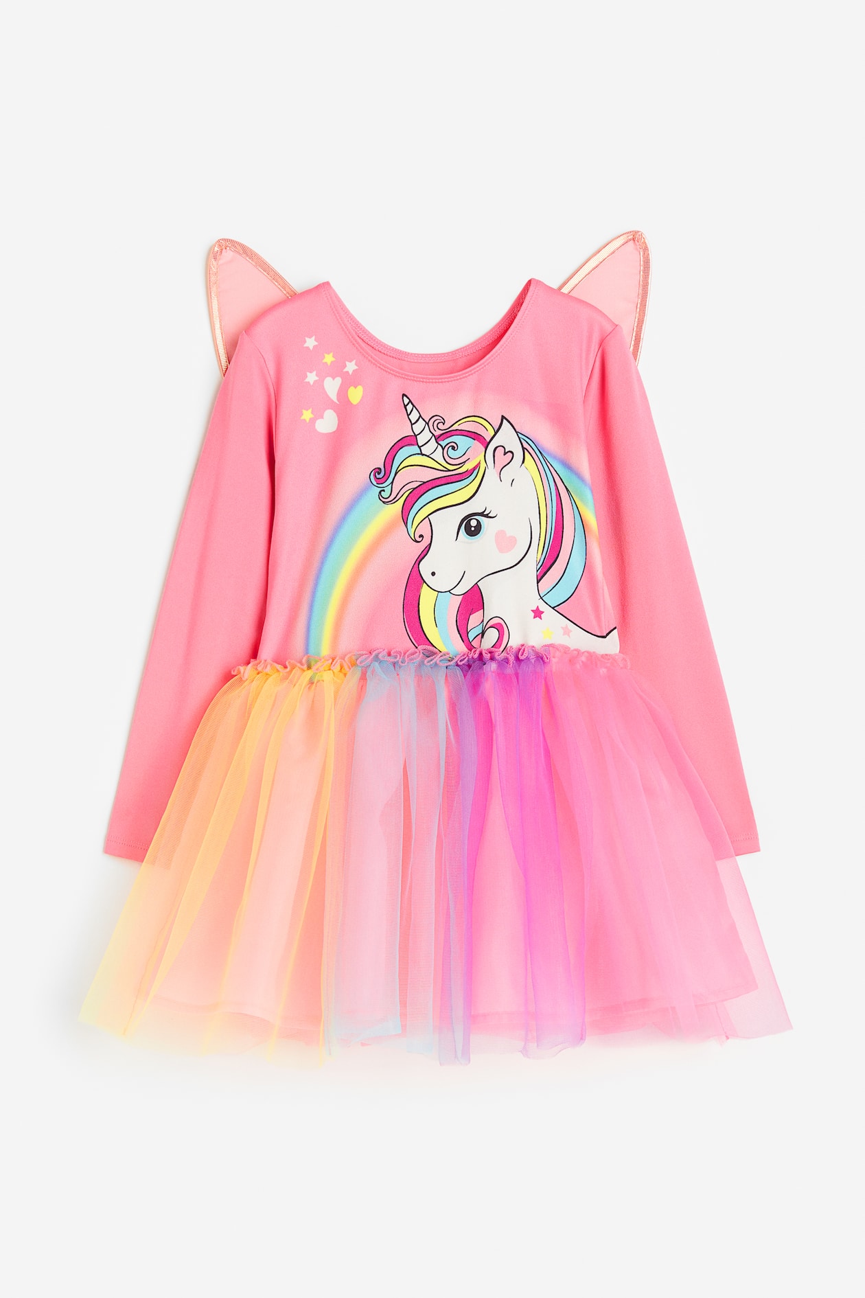 Dance Dress with Wings Round Neck Long sleeve Pink/unicorn Kids