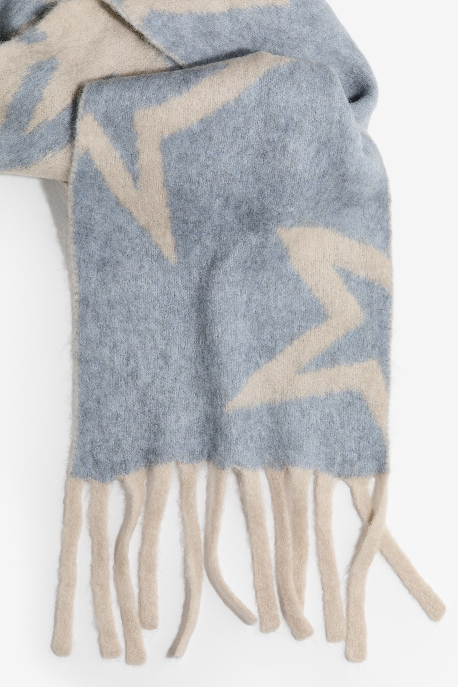 モヘアブレンドマフラー - ライトブルー／クリーム - 3