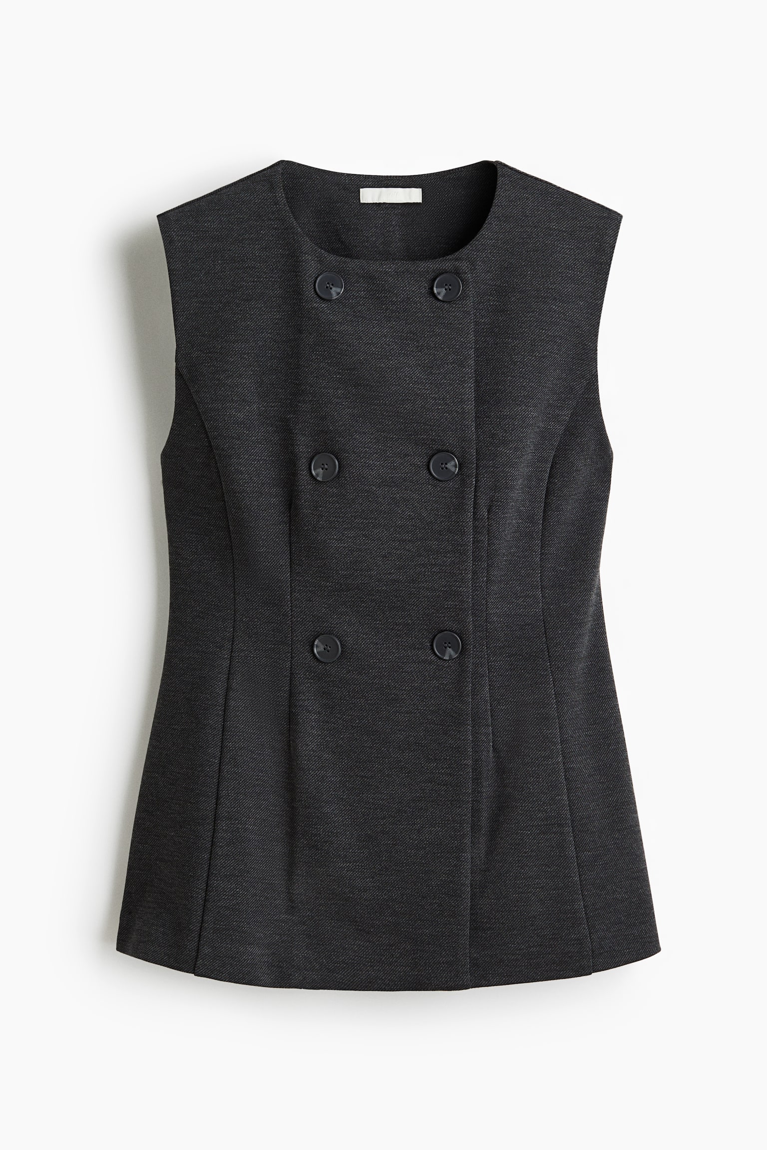 Женский жилет H&M Double-Breasted Vest, цвет: Тёмный серый меланжевый — фото 1