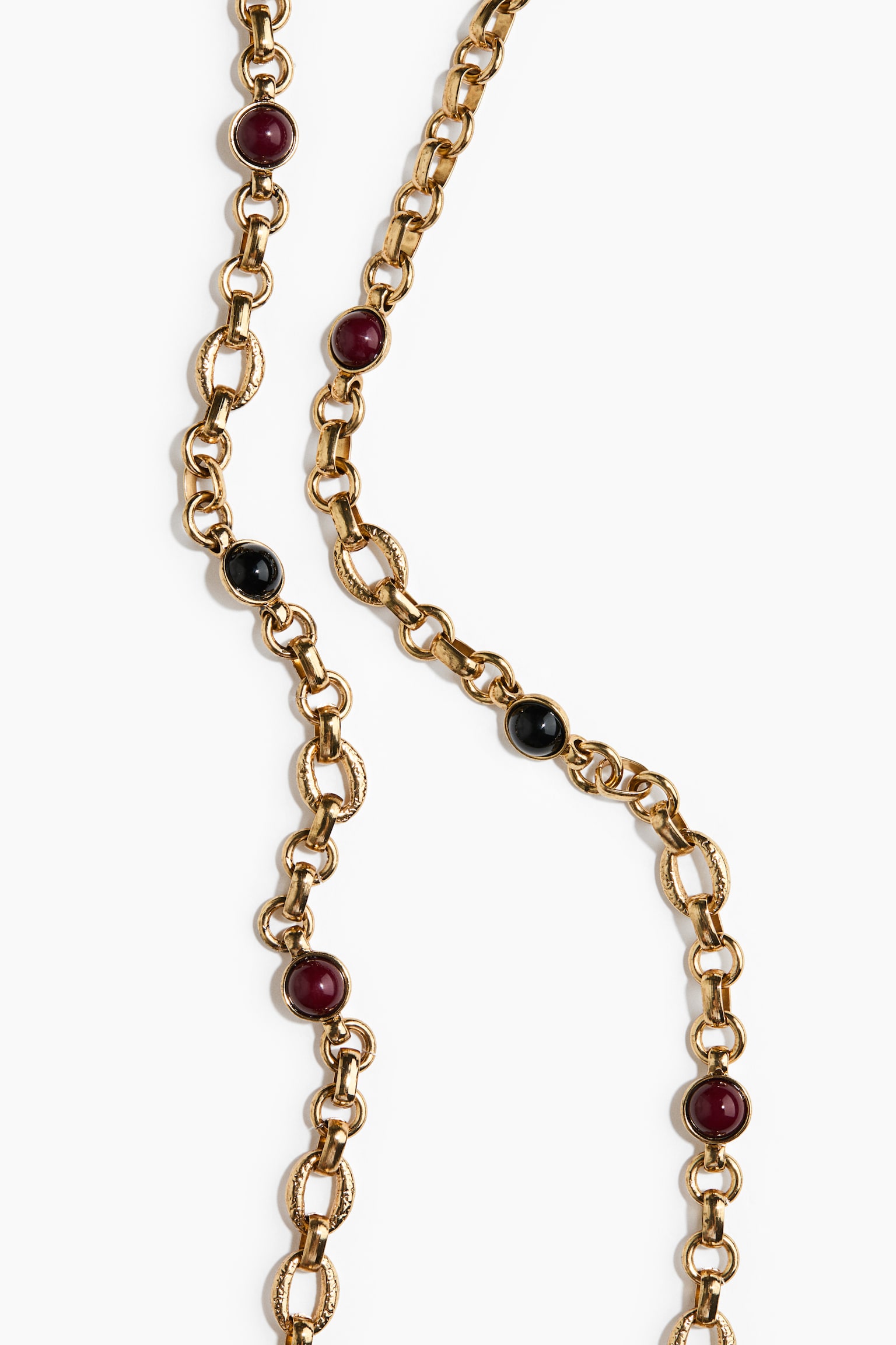Женская цепочка H&M Beaded Chain, цвет: Золотой / Бордовый — фото 3