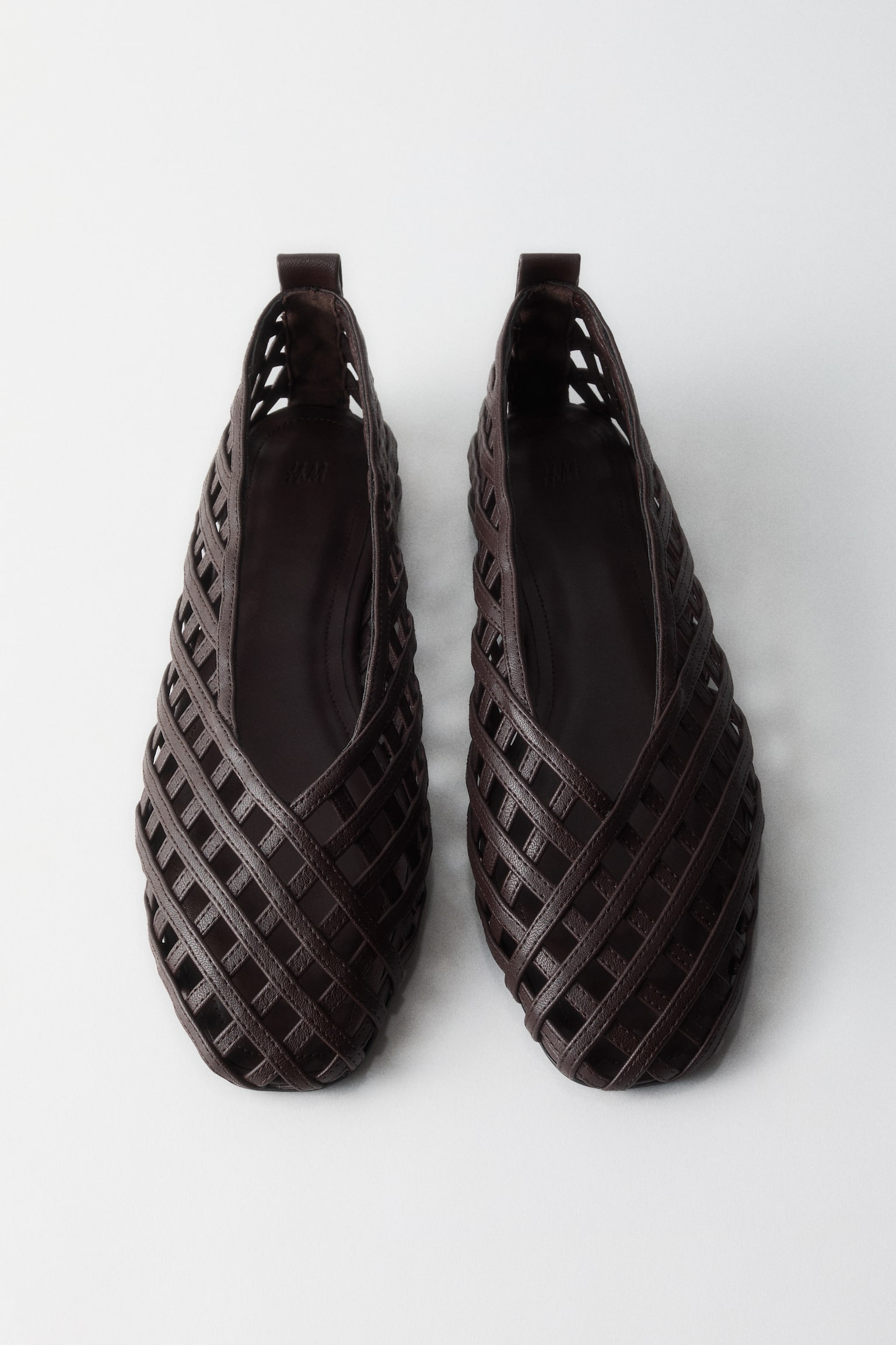 Braided-look ballet flats - Dark brown/Black/Light beige/Dark peach pink - 2