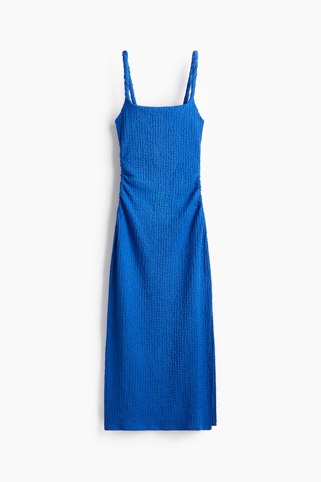Robe midi en jersey texturé - Bleu/Crème - 1