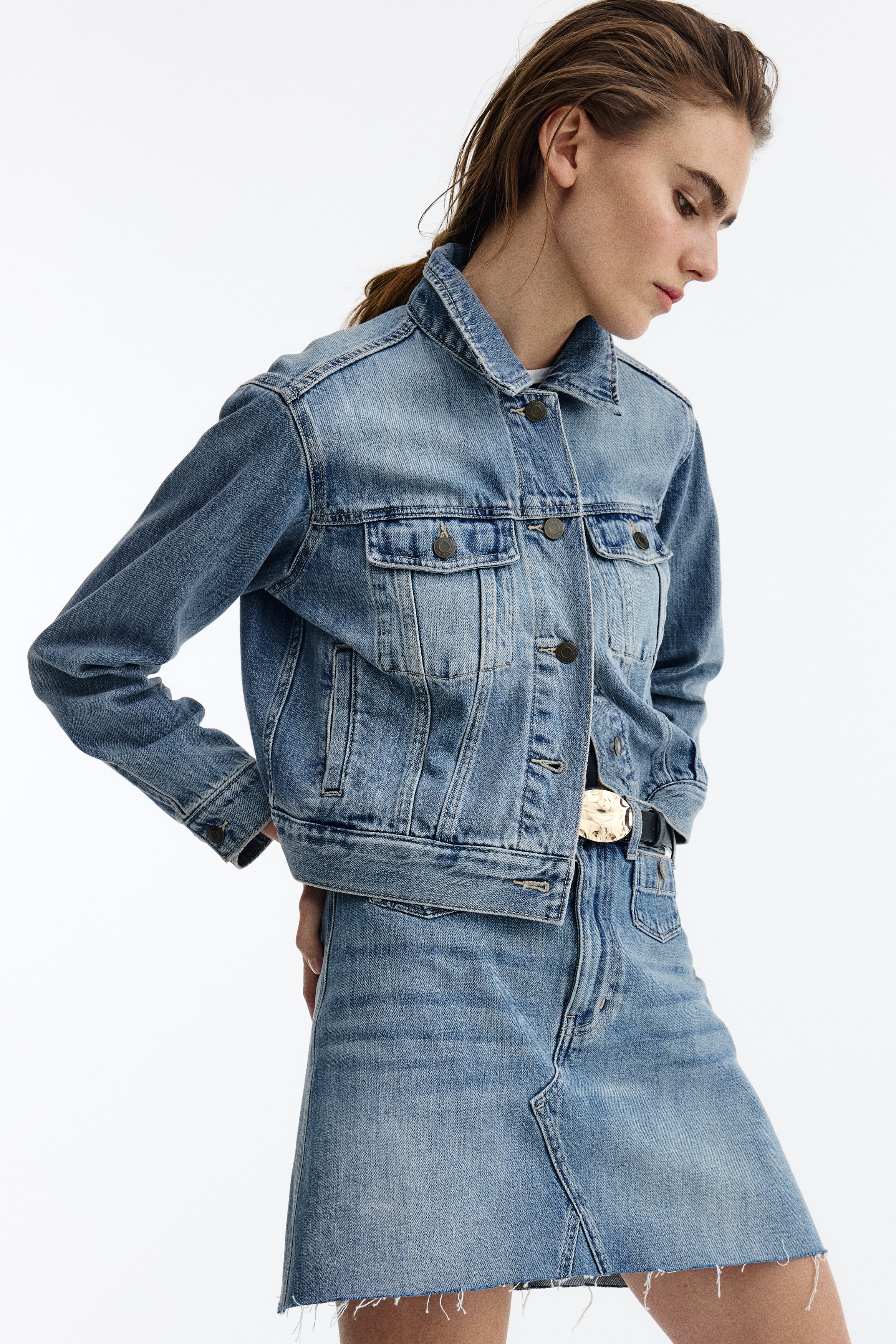 デニムジャケット - ウォッシュドデニムブルー - レディース | H&M JP