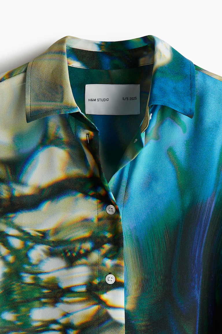 Abstract-patterned chiffon shirt