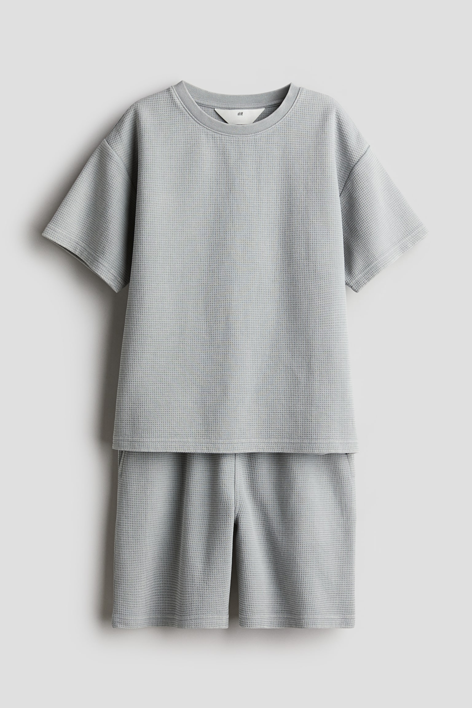 2-piece waffled cotton set - Light grey - 1