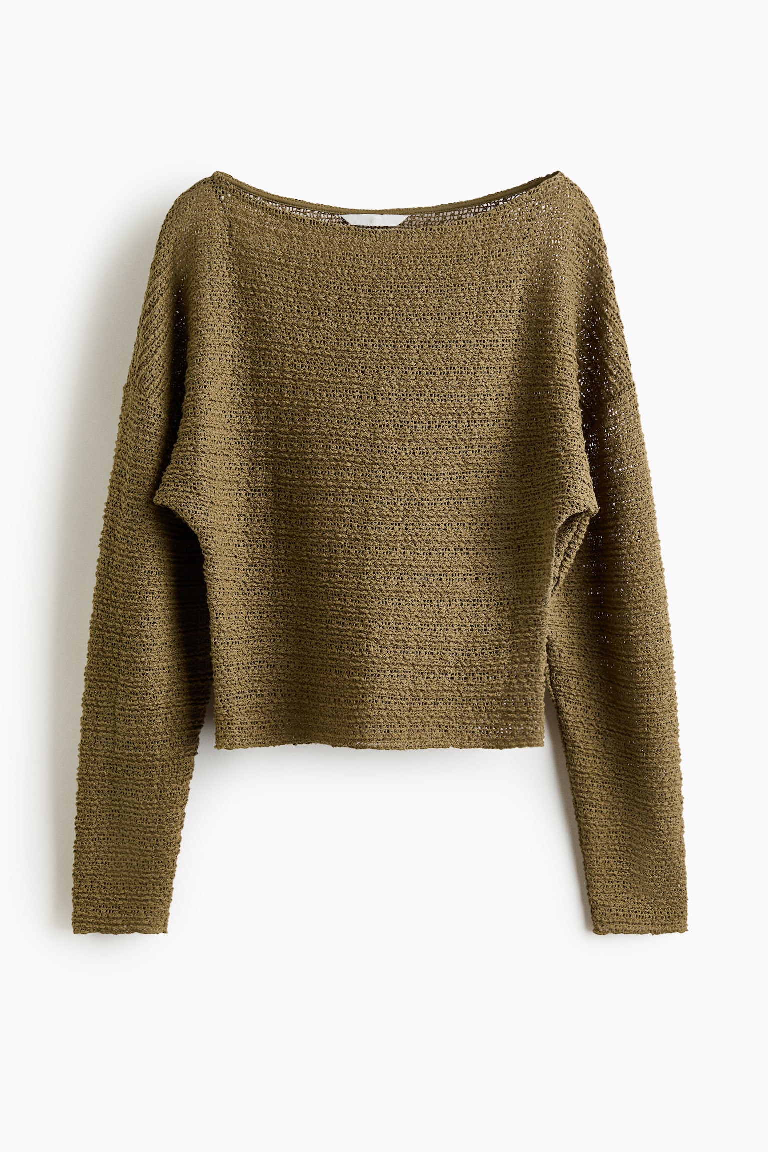 Top en maille texturée - Vert kaki ancien/Crème - 1