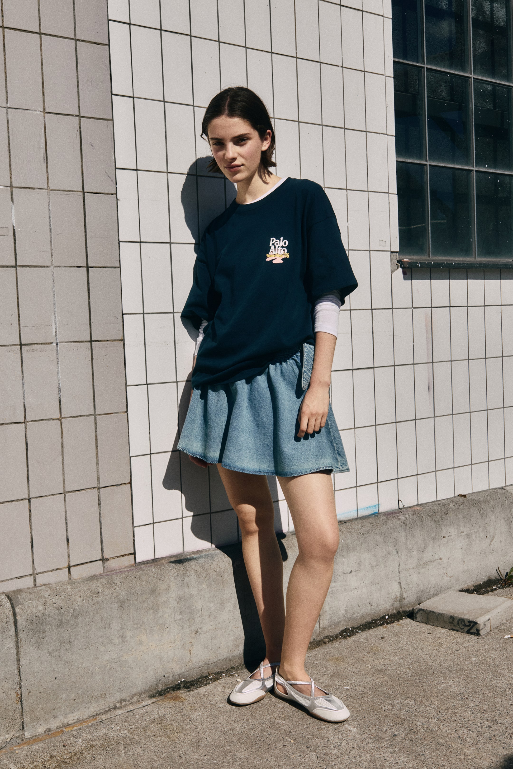 Flared Tie-Detail Skirt