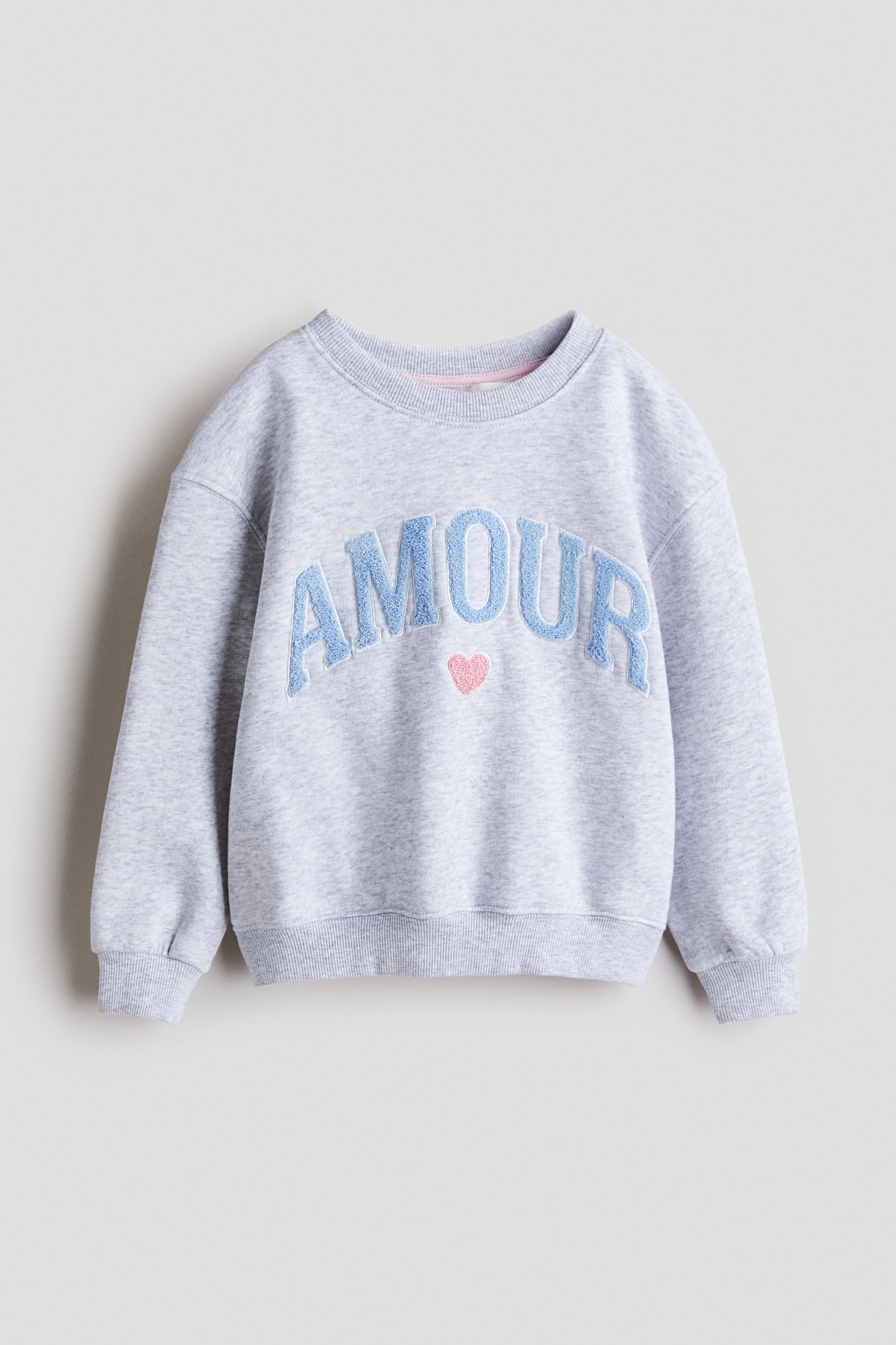View larger image: Motif-detail sweatshirt - Light grey marl/Amour - Kids | H&M IN 4