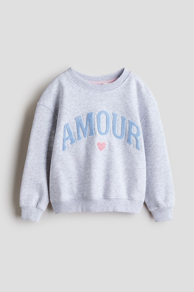 Motif-detail sweatshirt - Light grey marl/Amour/Beige marl/Bear team/Light pink/Butterflies/Light pink/Bows/White/Cherries - 1